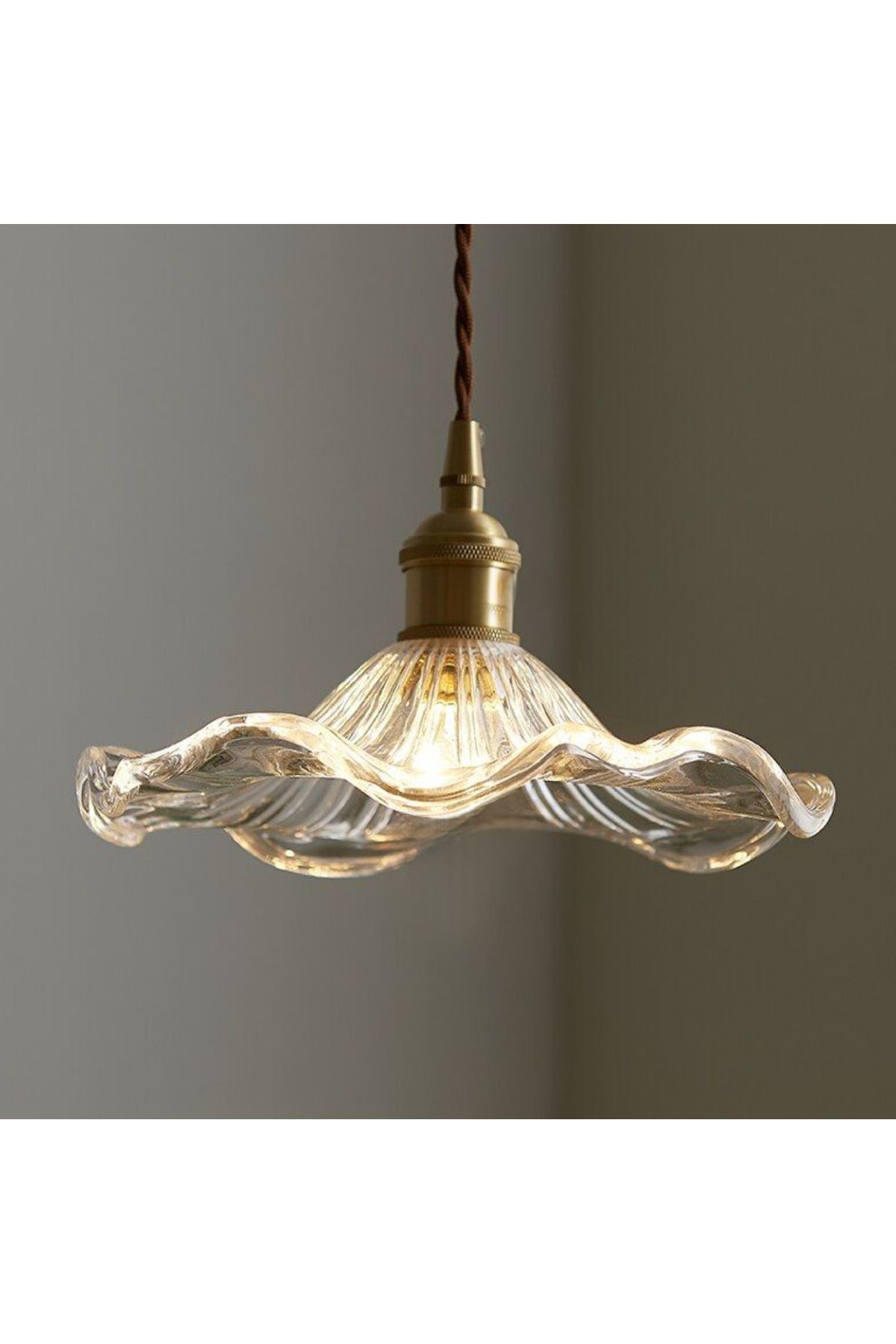 burenze Modern Tasarım Vintage Boheme Estetik El Yapımı Şeffaf Camlı Sarkıt Avize Eskitme Gold Kahve Örgü