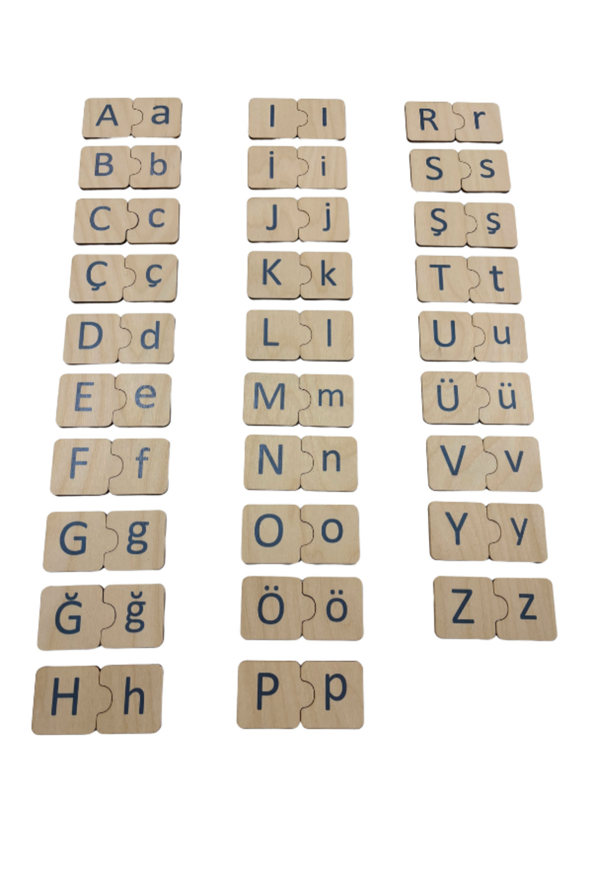 Mind of Toys Türkçe Alfabe Eşleme, 29 Harf, Mavi, Ahşap Alfabe Puzzle, Montessori Büyük Küçük Harf Bulmaca Oyunu fotoğrafı 3 (önizleme)