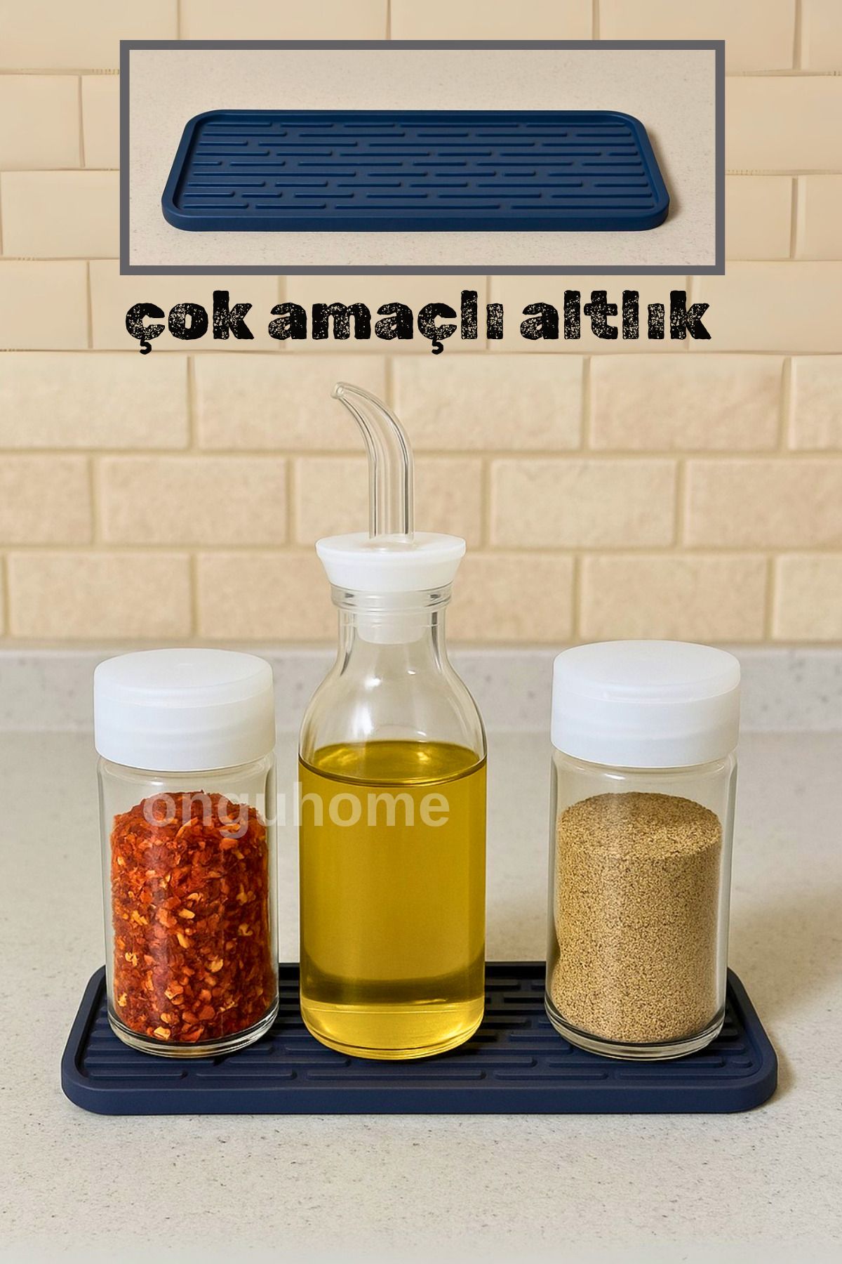 ongu home Yağlık Standı Silikon Yağdanlık Yağlık Standı Altlık Çok Amaçlı Organizer Dikdörtgen