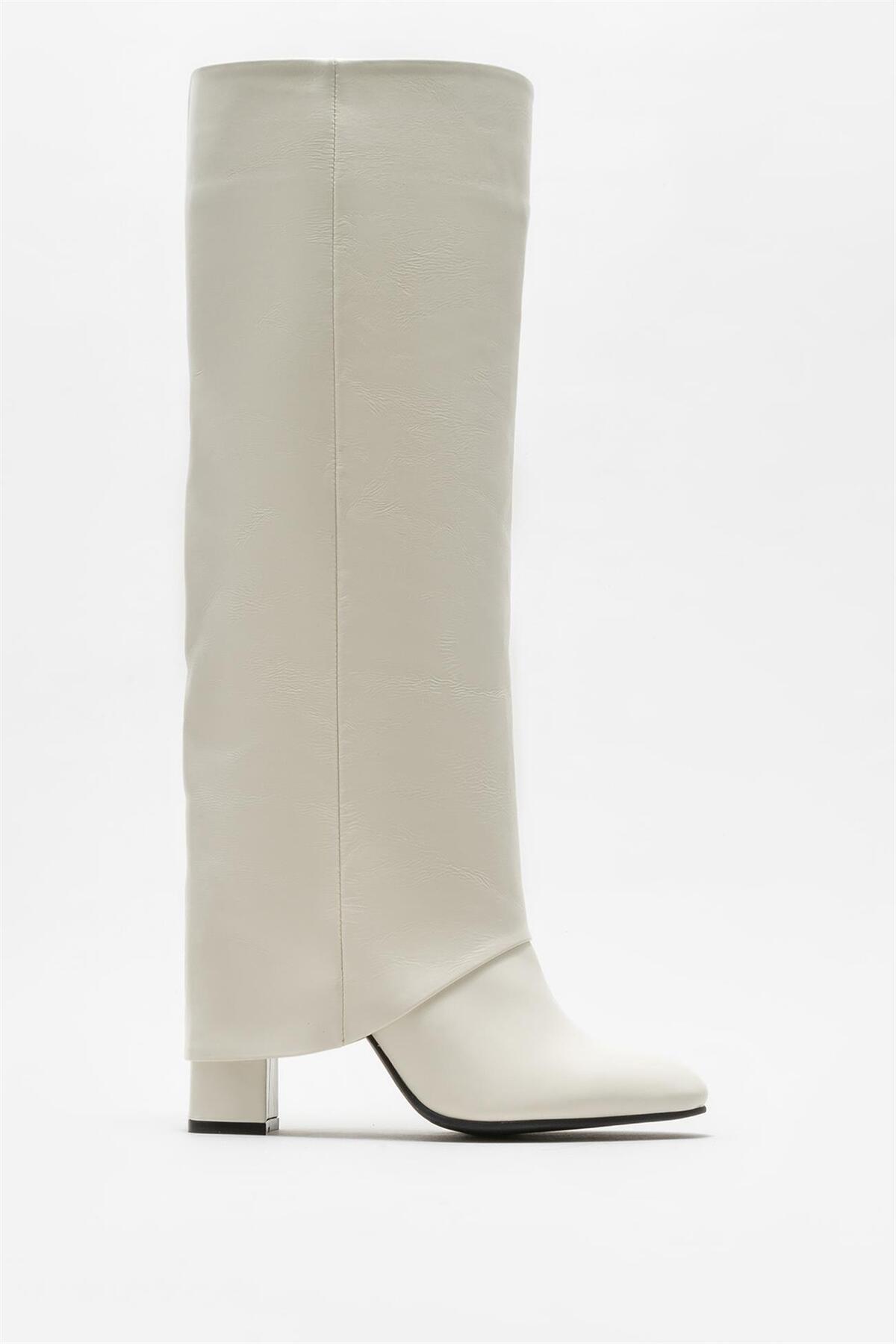 Ecru Women's Leather High Heel Boots