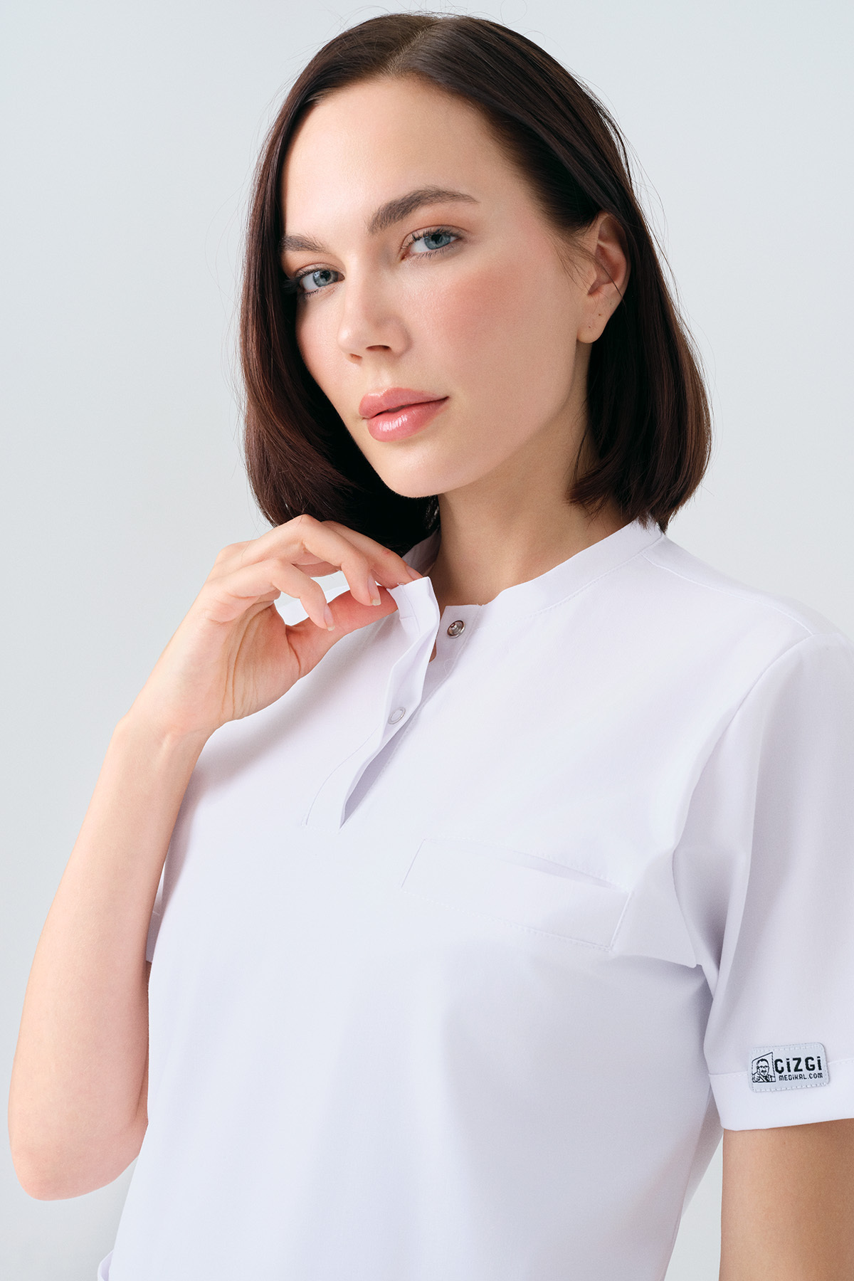 ÇİZGİ MEDİKAL-White Cool Best Lycra Scrubs Suit Reversible Stretchy Fabric Doctor Nurse Uniform 3