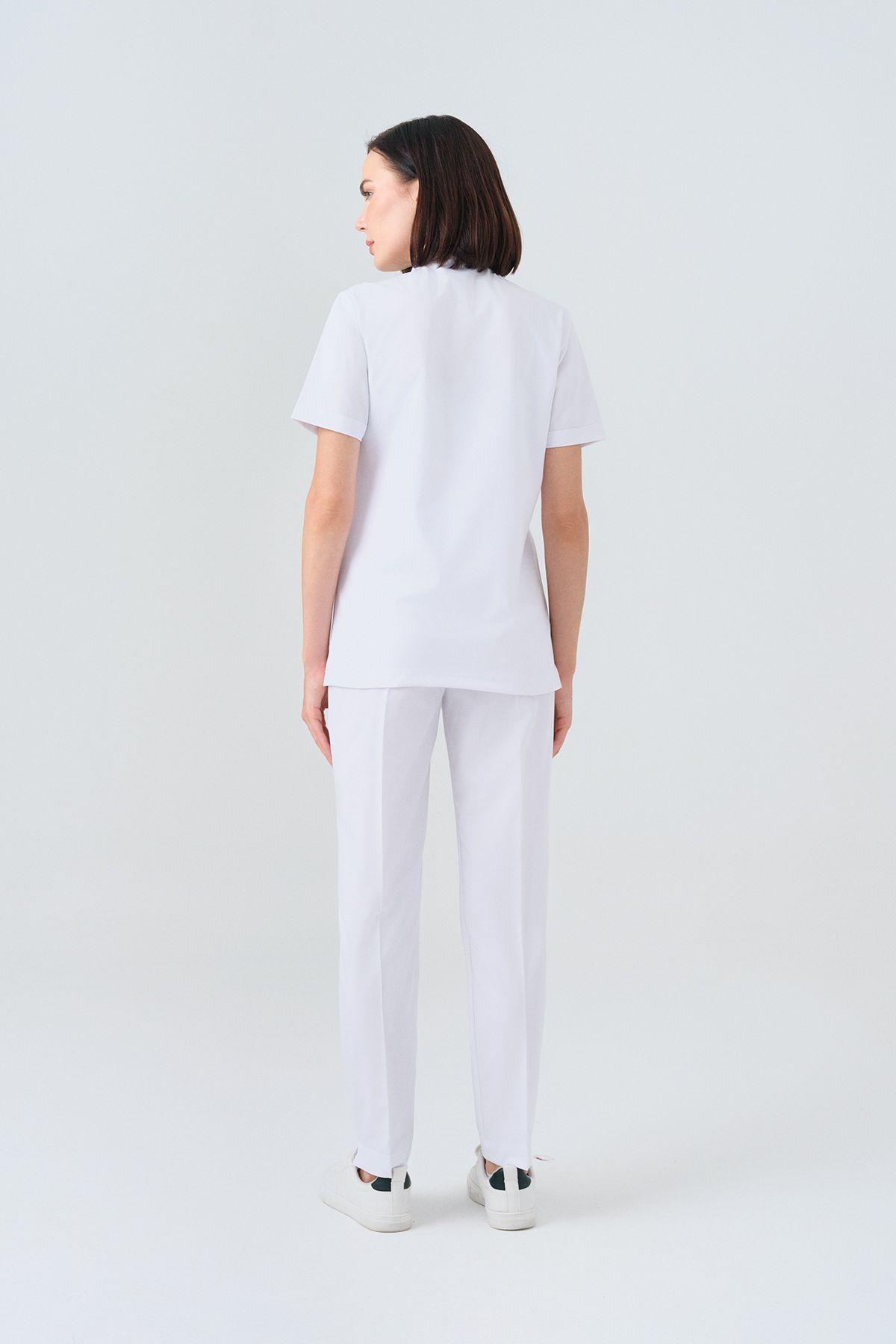 ÇİZGİ MEDİKAL-White Cool Best Lycra Scrubs Suit Reversible Stretchy Fabric Doctor Nurse Uniform 7