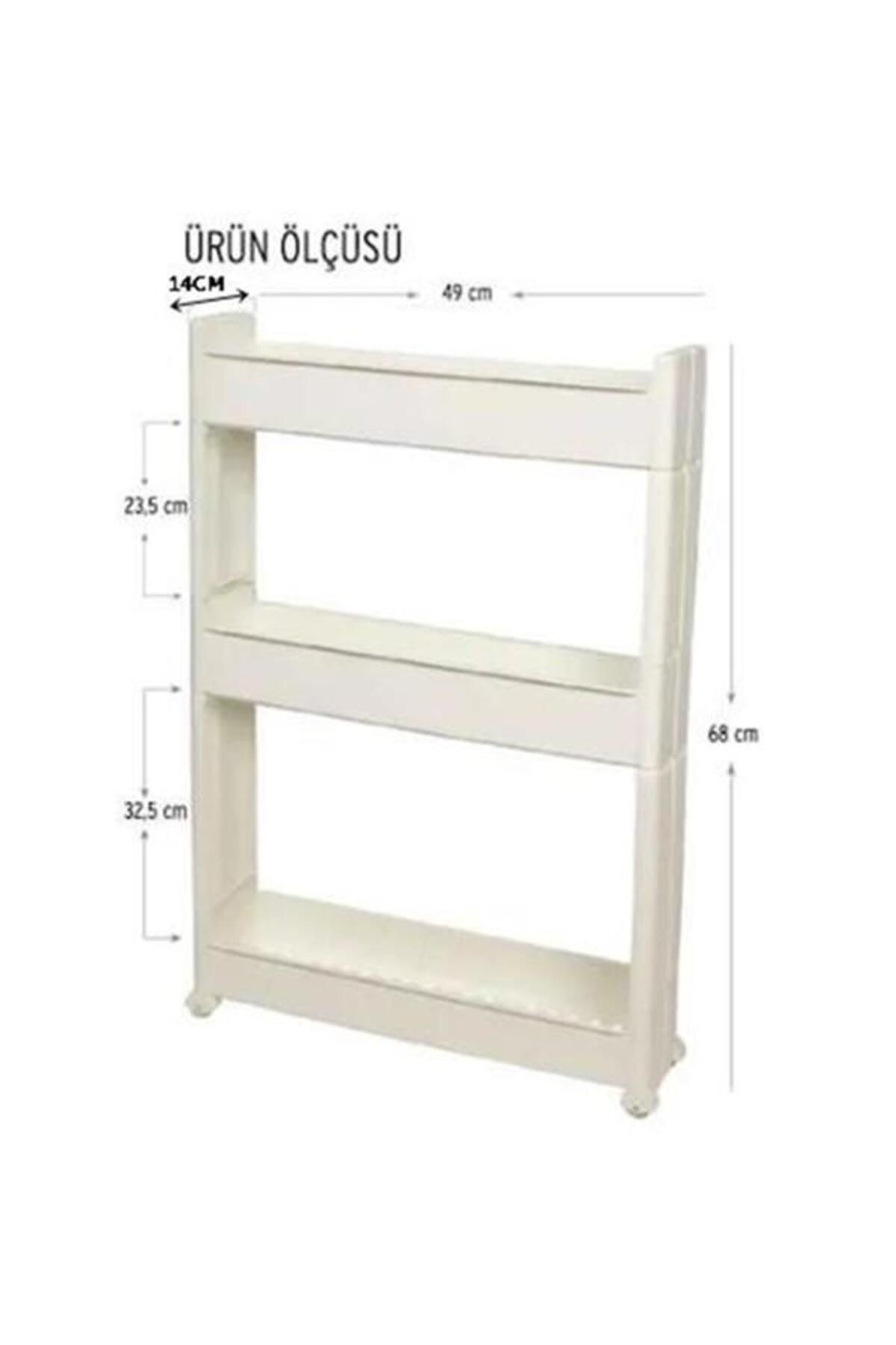 Motek-Raft rulant cu 3 niveluri pentru bucătărie și baie alb 4