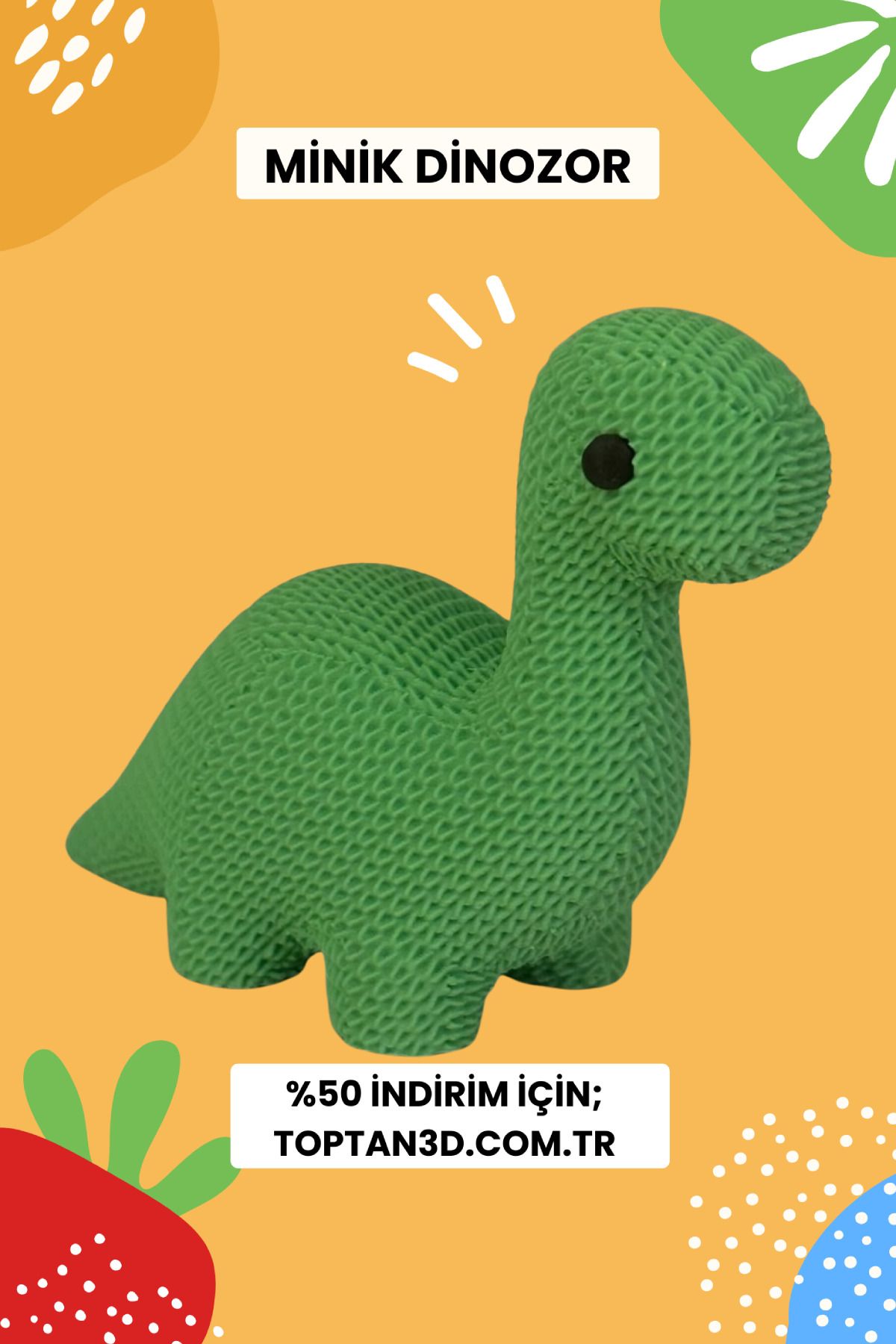 Toptan3D Minik Dinozor – 3D Örgü Tasarımlı Oyuncak