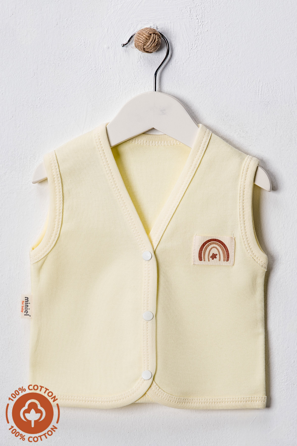 Miniel Unisex Bebek Arma Detaylı Organik Pamuklu 3-6-9 Ay 2li Penye Bebek Yelek Set fotoğrafı 2 (önizleme)