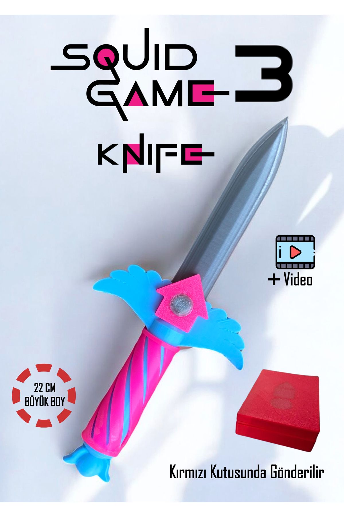 GiginGo Squid Game 3 Bıçak Figürü - Squid Game 3 Kırmızı Kutu ve Bıçak Figür Seti