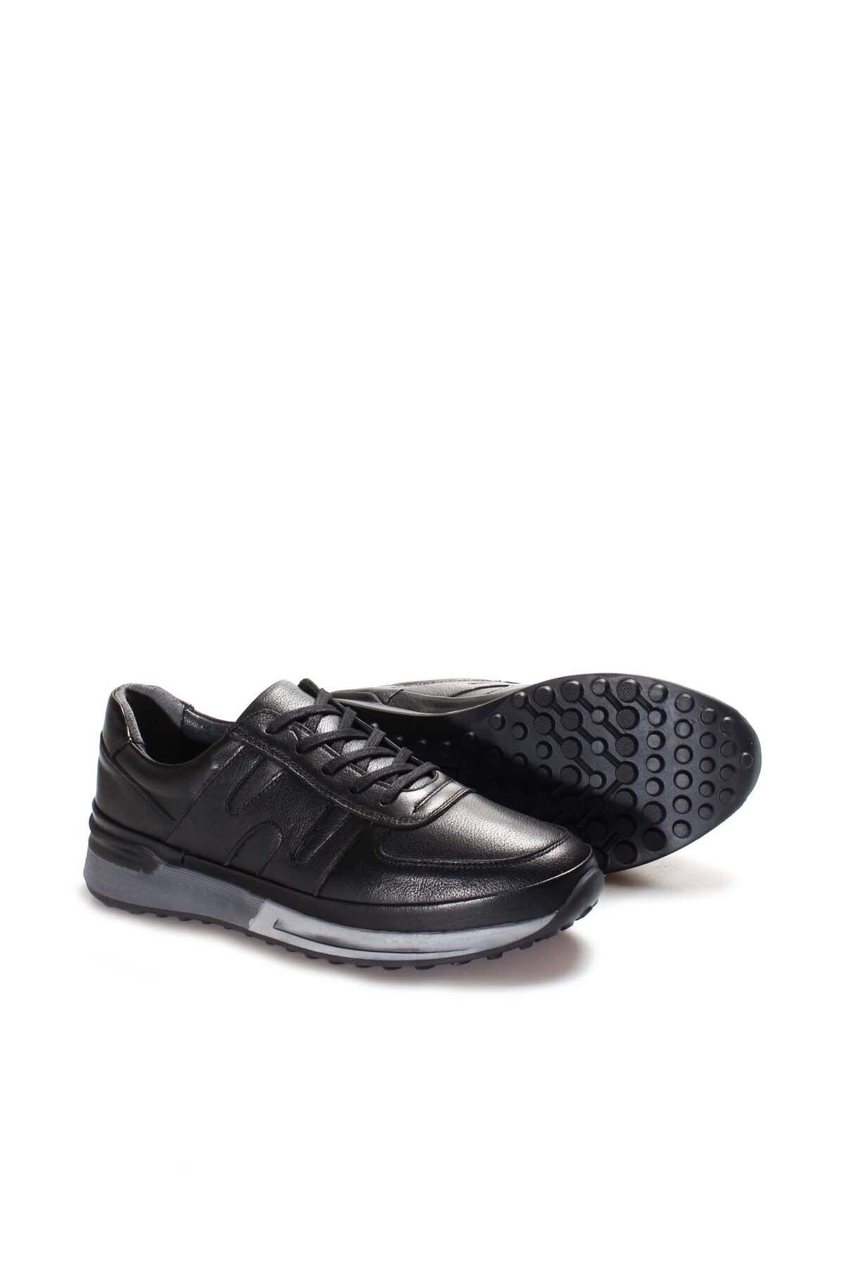 Ayakkabıhane İçi Dışı Kaliteli Hakiki Deri Siyah Erkek Sneaker Spor Ayakkabı AH07600131326