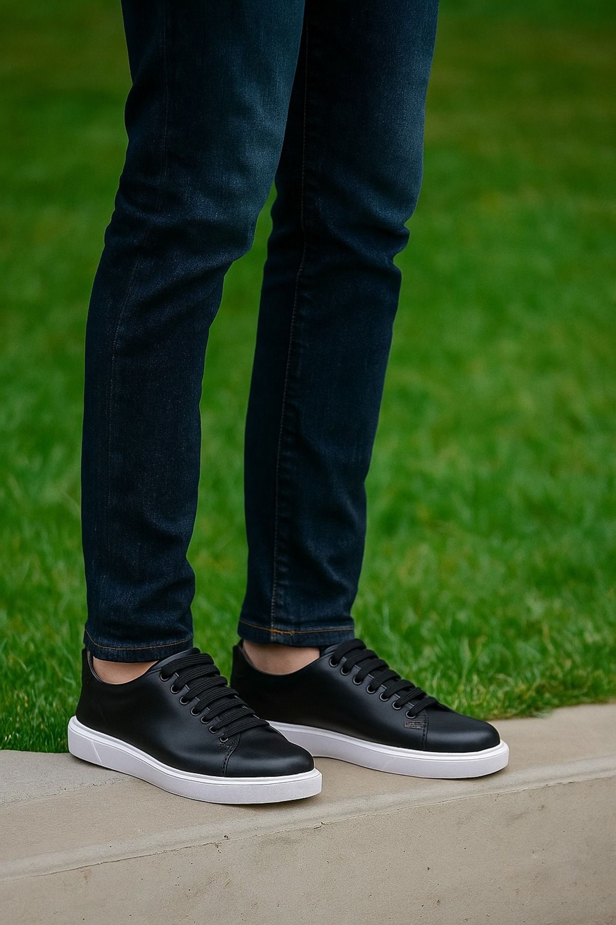 Growish GR268 Yüksek Kalite Deri Beyaz Taban Uzun Gösteren Eva Taban Erkek Sneaker Ayakkabı