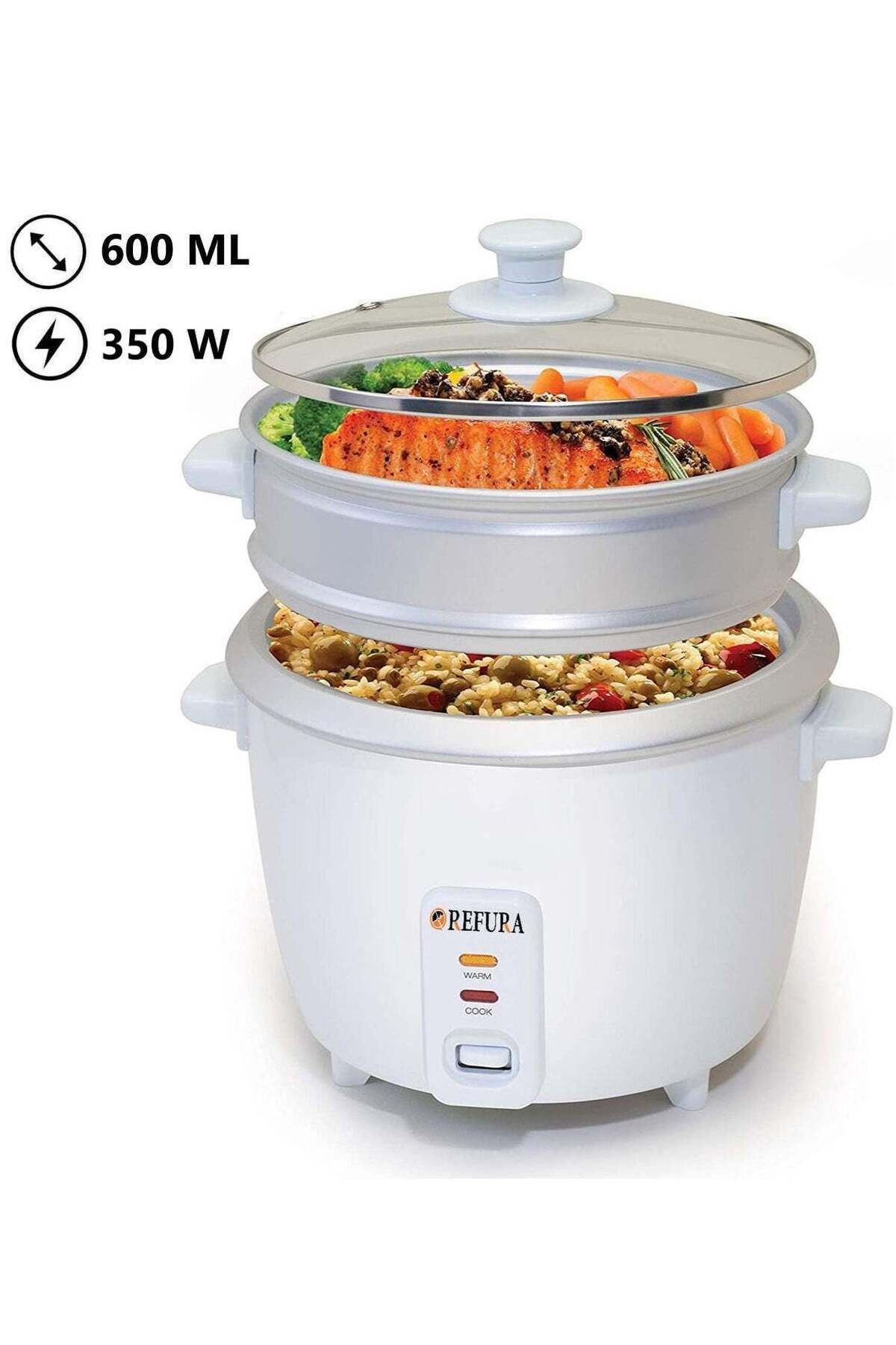 REFURA-2 in 1 Rice Cooker & Steamer 600 ML / Non-Stick Removable Bowl / Keep Warm Functionality / 35 2