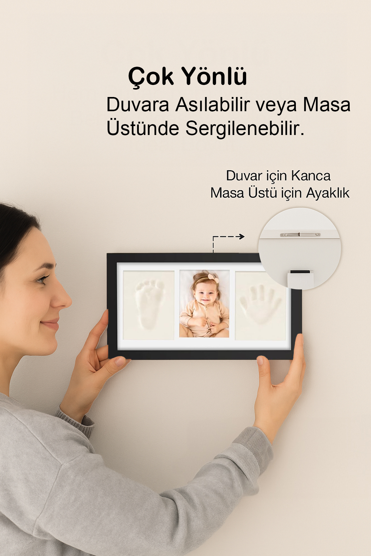 Moky Design Bebek El Ayak İzi Seti – Kişiselleştirilebilir Kil Anı Çerçevesi | Yenidoğan Bebek Hediye ve Hatıra fotoğrafı 7 (önizleme)