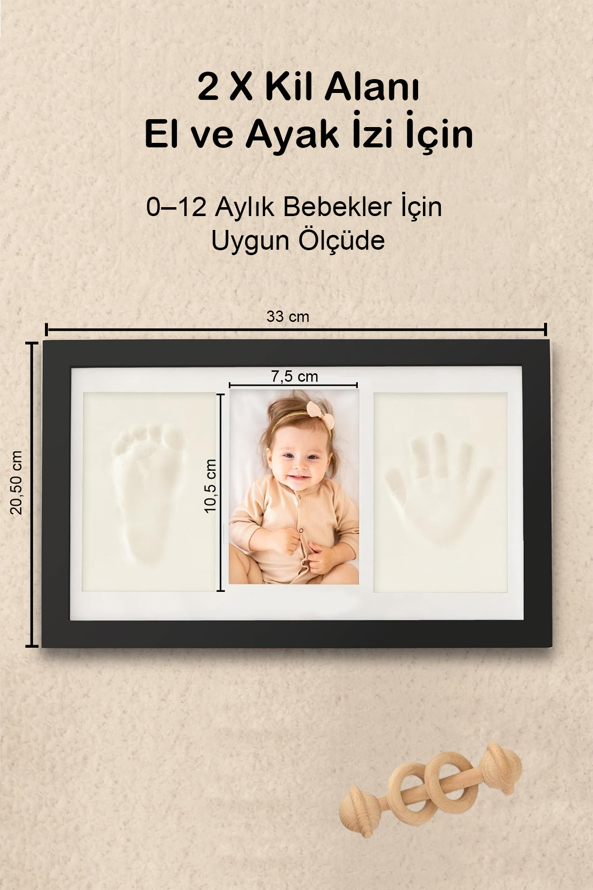 Moky Design Bebek El Ayak İzi Seti – Kişiselleştirilebilir Kil Anı Çerçevesi | Yenidoğan Bebek Hediye ve Hatıra fotoğrafı 6 (önizleme)