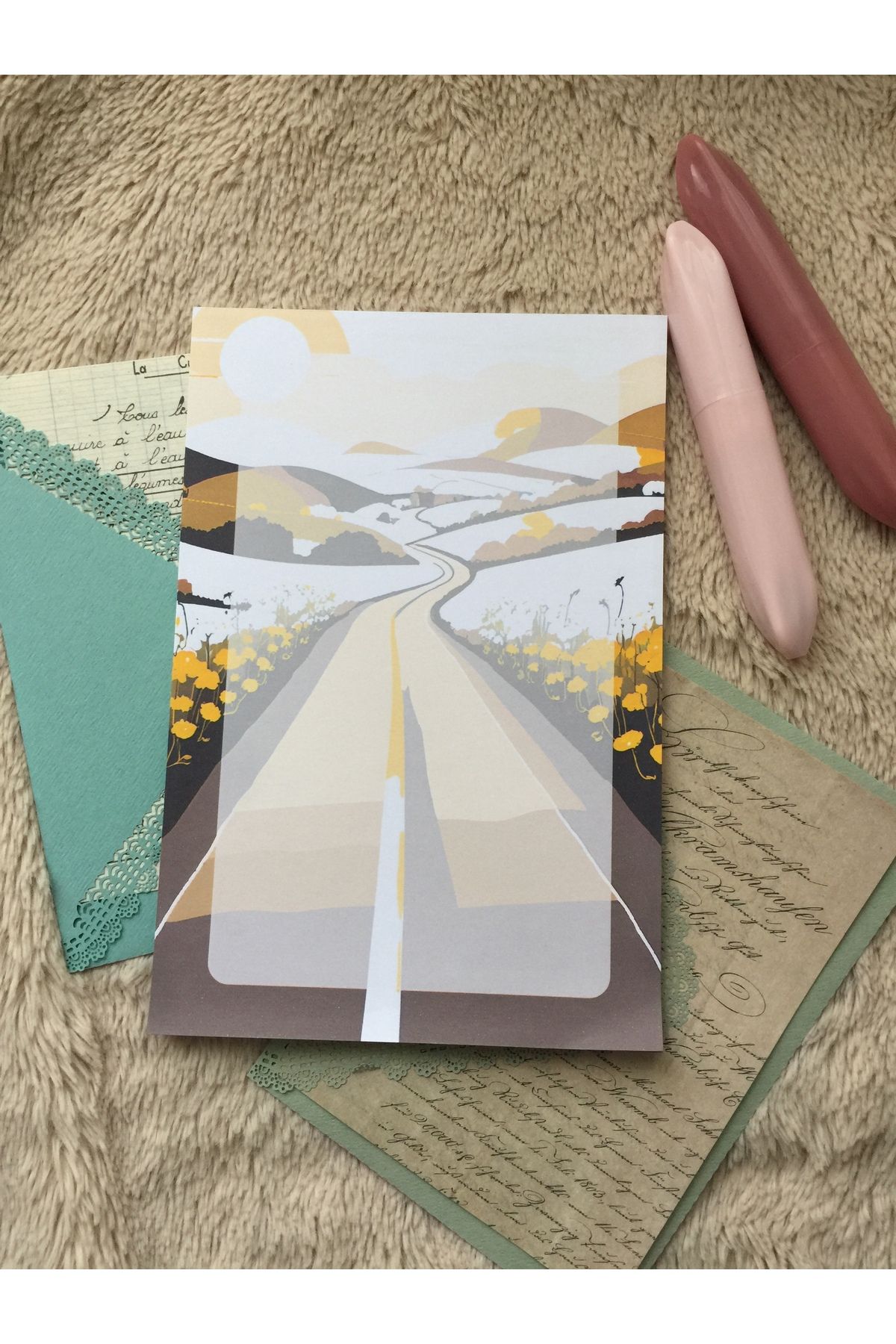 LaCerdaDesign Çiçekli Yollar Notepad,Memopad,Not Defteri