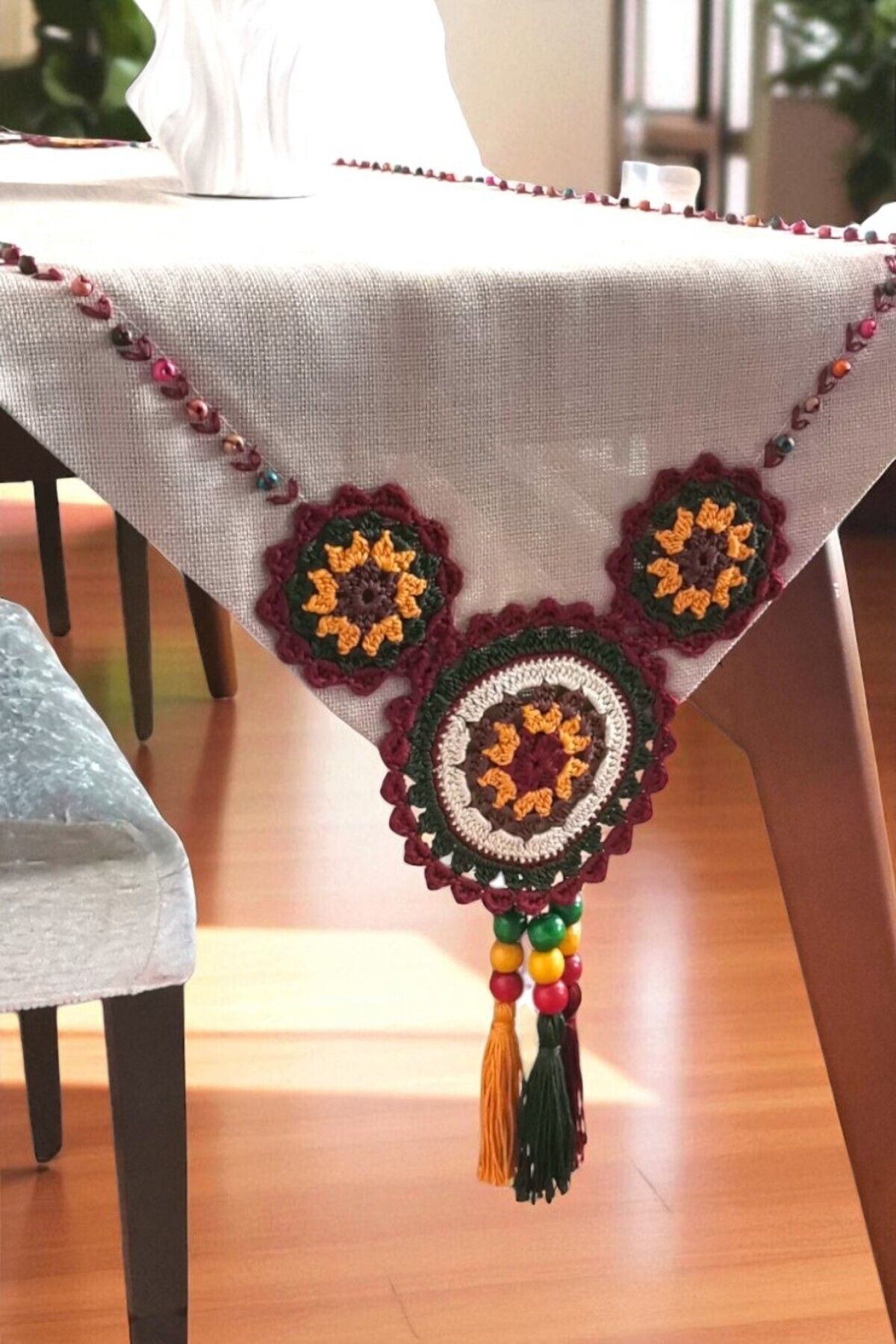 FS CANDLE & HOME Decoration - Accesories Tamamı El Emeği Tığ İşi Özel Tasarım Şömentable - Runner Masa Örtüsü