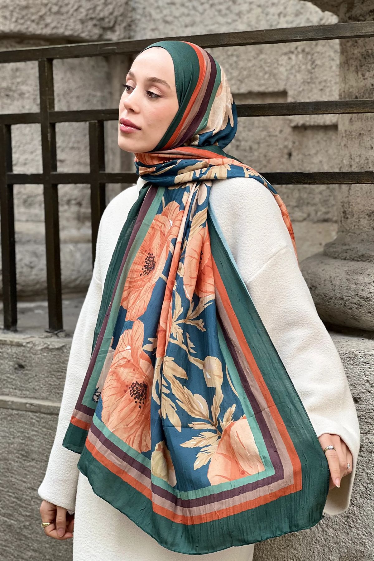 Tesettür Diyarı Margarit Desen Bambu Şal