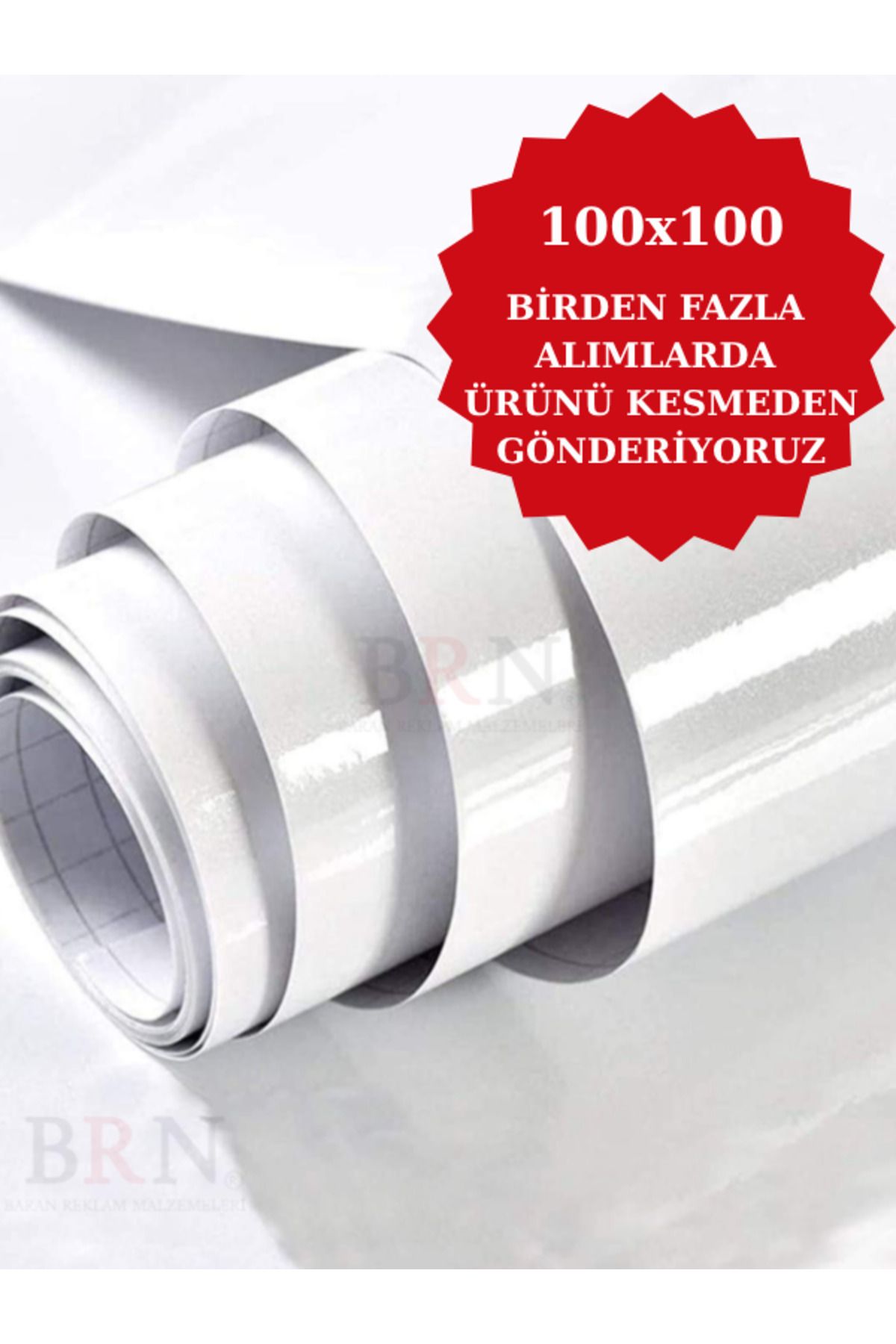 BRN Reklam parlak beyaz dolap masa kaplama folyosu kendinden yapışkanlı (100x100)