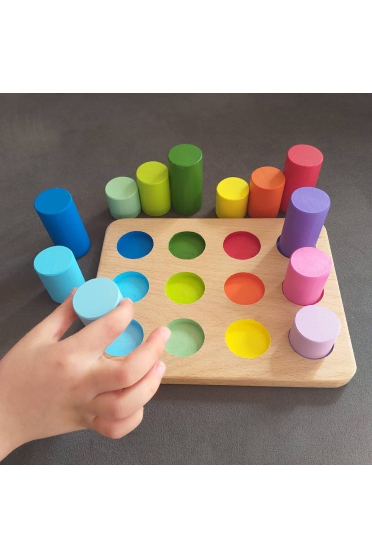 Moccotoys Montessori Eşleştirme Tablalı Silindirler & Eğitici Kartlar & Masif Ahşap fotoğrafı 4 (önizleme)