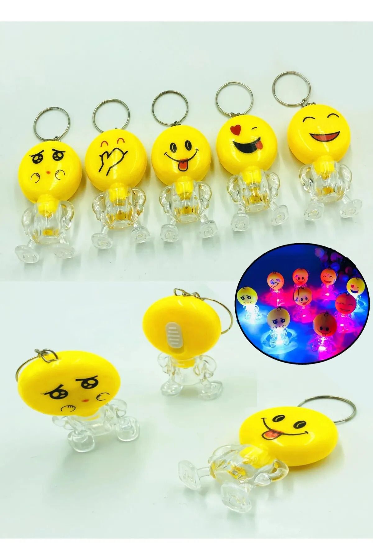 TAYEM-Lighted Emoji Flashlight Keychain, Smiling Crying Face Keychain and Bag Ornament, Accessory 3
