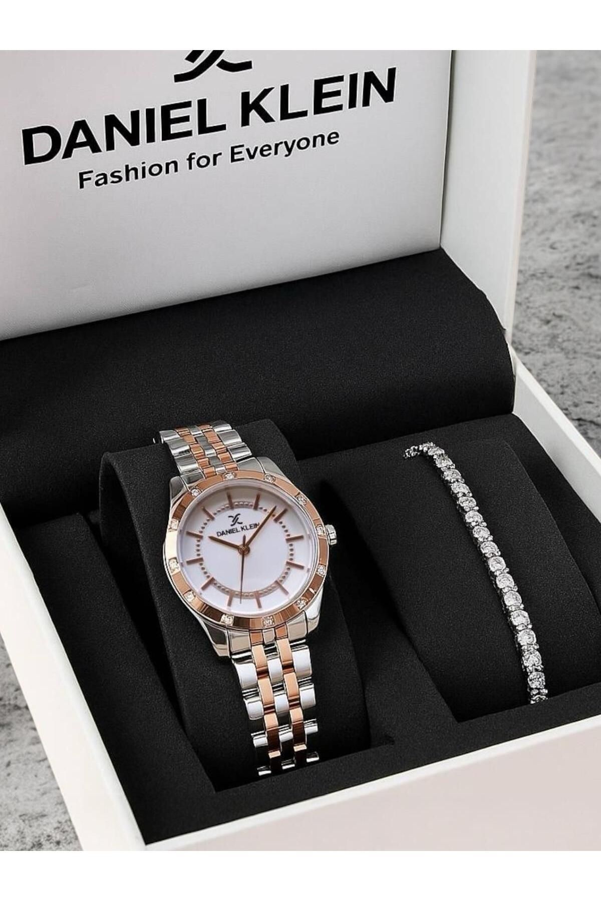 Daniel Klein Kadın Saat–Orijinal–Rose Gümüş–Su Geçirmez–Çelik Kasa-Çelik Kordon-Garantili–Bileklikli–Hediye