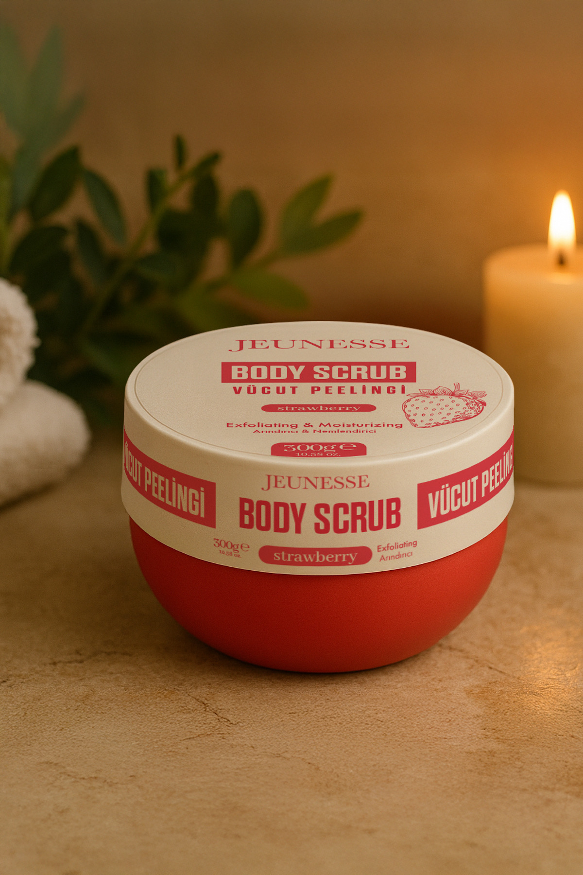 Body Scrub Arındırıcı Nemlendirici Çilekli Vücut Peelingi 300gr — CBS01 — تصویر 2 از 7