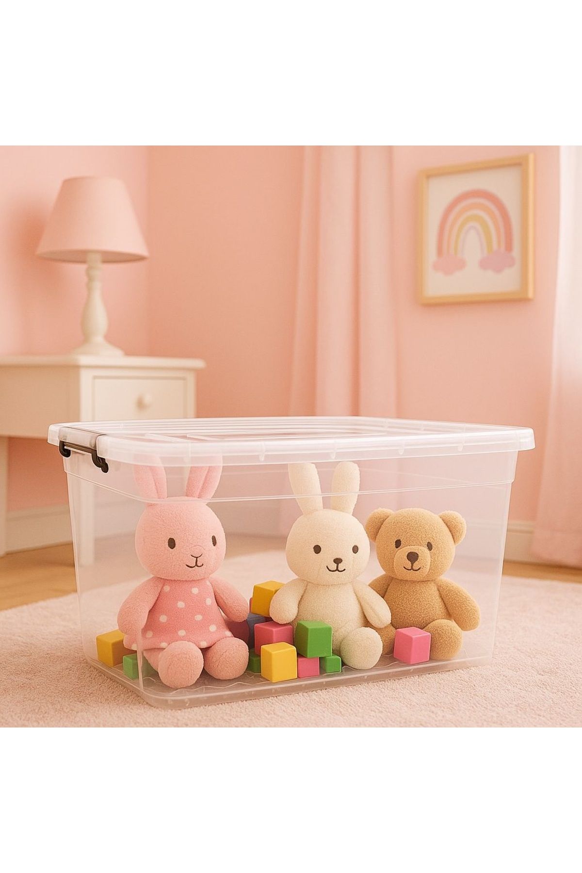 DEEMBRO-2 Pieces 70 Lt Wheeled Storage Box Wheeled Storage Container Large Size Storage Size 41*60*39 3