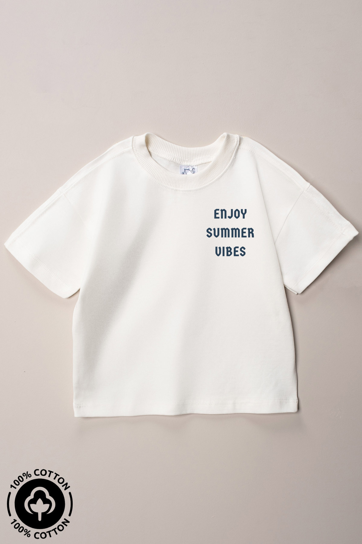 Miniel Unisex Crew Neck Surfwave Printed 100% Cotton Oversize T-Shirt Baby-Child