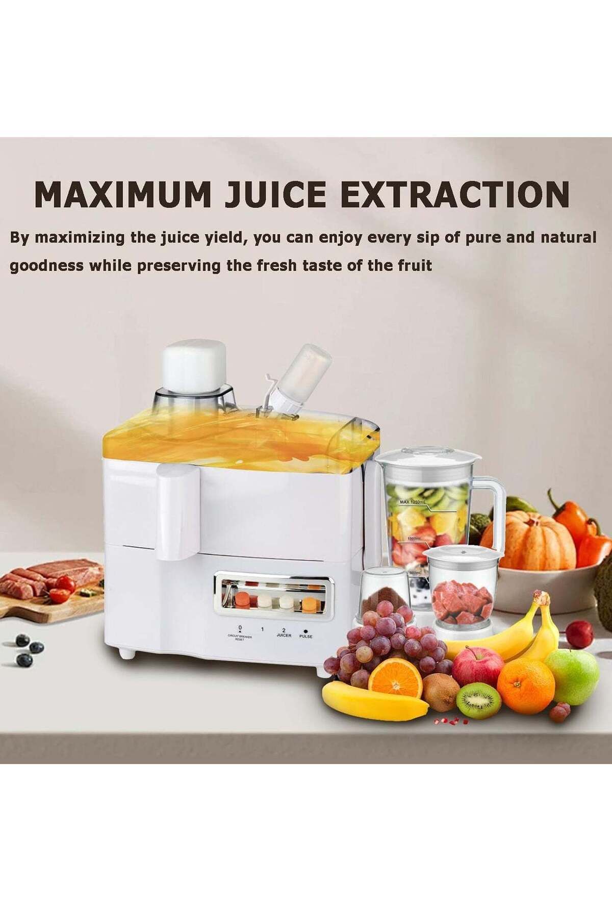 REFURA-Juicer Machines, Multifunction 4 In 1 Juicer & Blender Easy To Clean 500W Quiet Motor, Cold P 4