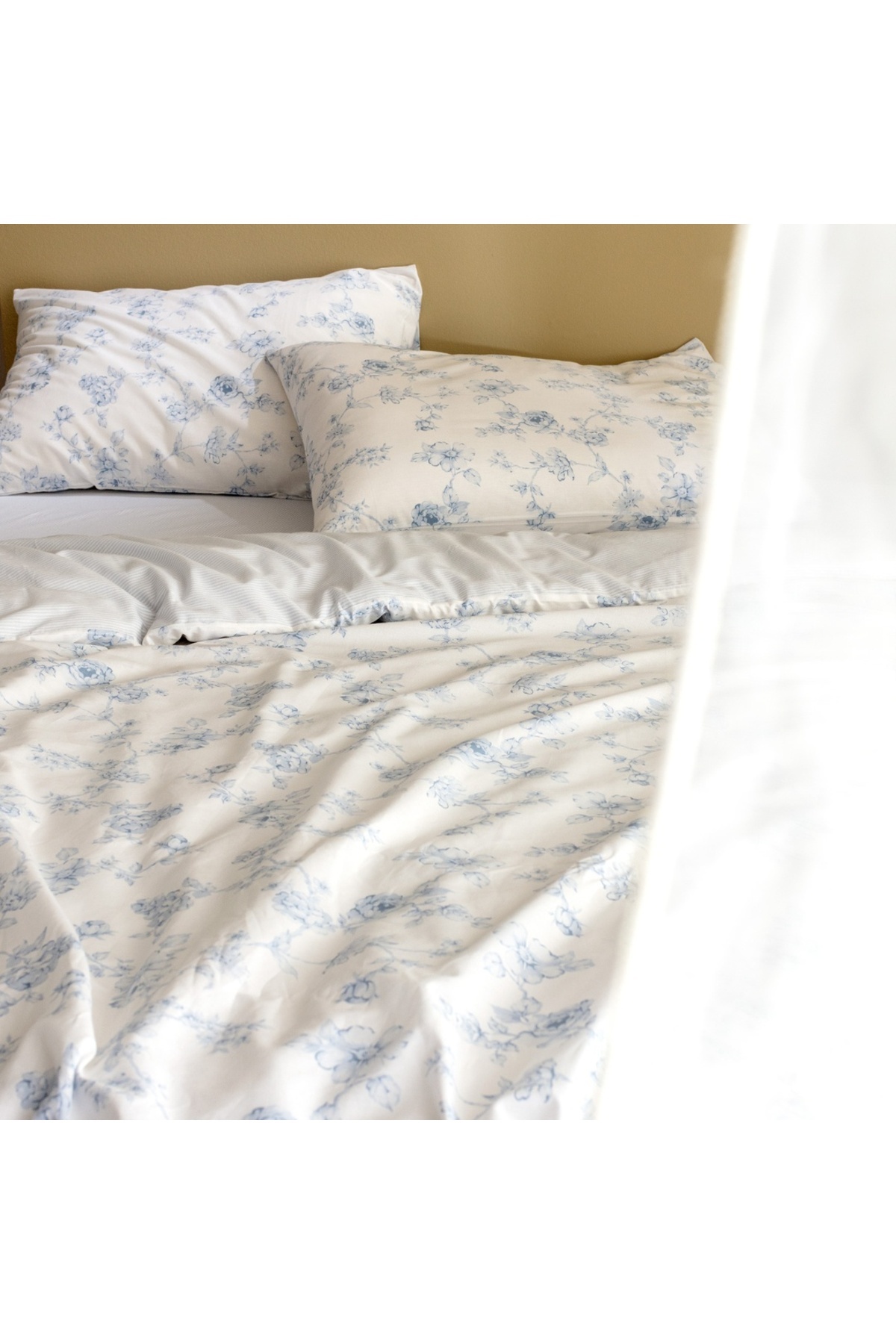 Madame Coco-Tiny Double 100% Baumwolle Ranforce Elastisches Bedrucktes Bettbezug-Set - Blau 2