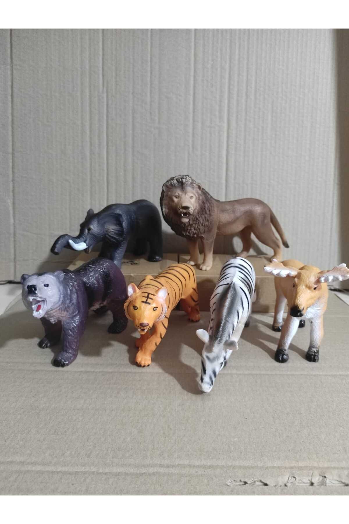 berattoys 20cm soft hayvanlar vahşi hayvan seti 6 adet hayvan figür oyuncak aslan kaplan fil oyuncak