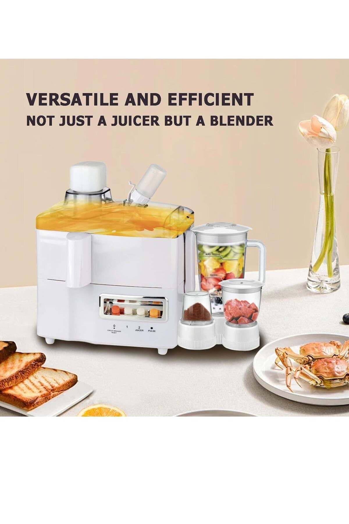 REFURA-Juicer Machines, Multifunction 4 In 1 Juicer & Blender Easy To Clean 500W Quiet Motor, Cold P 2