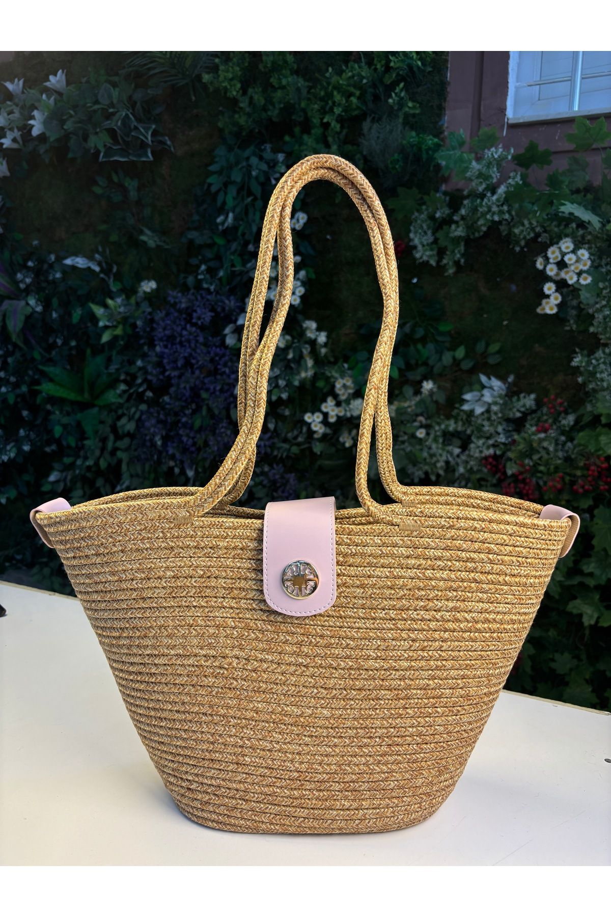 MaVaux Sardinia Kapaklı Handmade Hasır Tote Plaj ve Günlük Çanta Yazın Modası