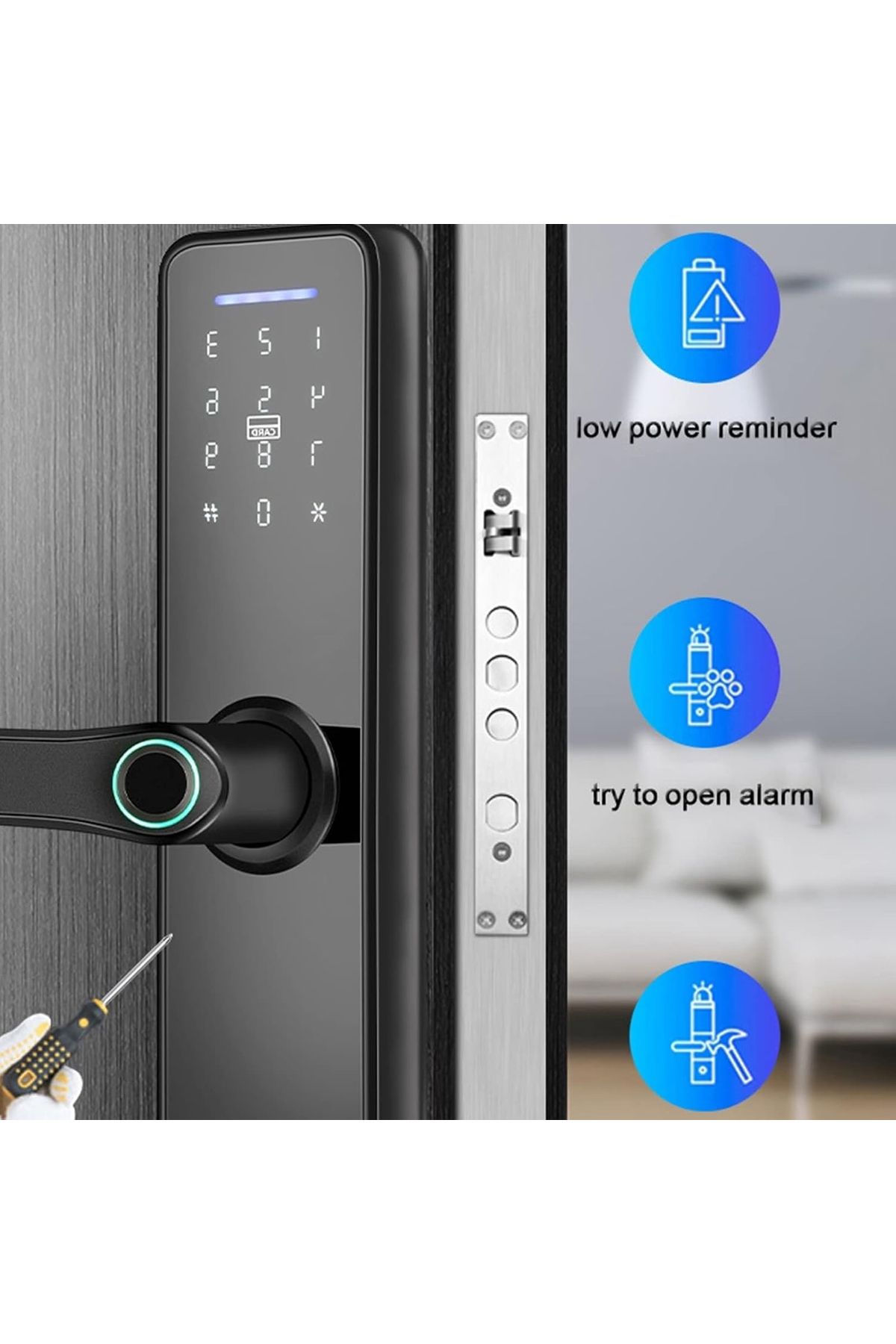AREB-Smart Lock Wifi Black 85 * 50 – 5 Unlocking Methods, Auto-lock, Anti-theft Security For Home 5