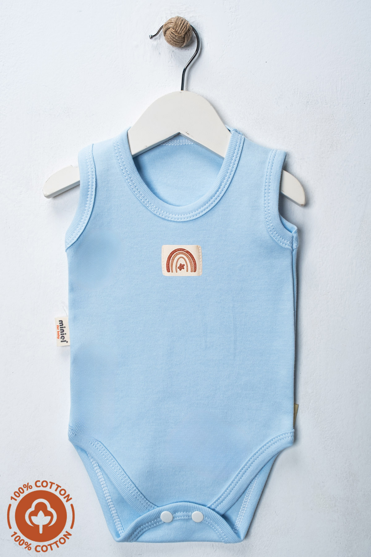 miniel organic Unisex Bebek %100 Organik Pamuklu Etiketli 3-6-9-12 Ay 6Lı Kolsuz Atlet Bebek Body Zıbın Set fotoğrafı 4 (önizleme)