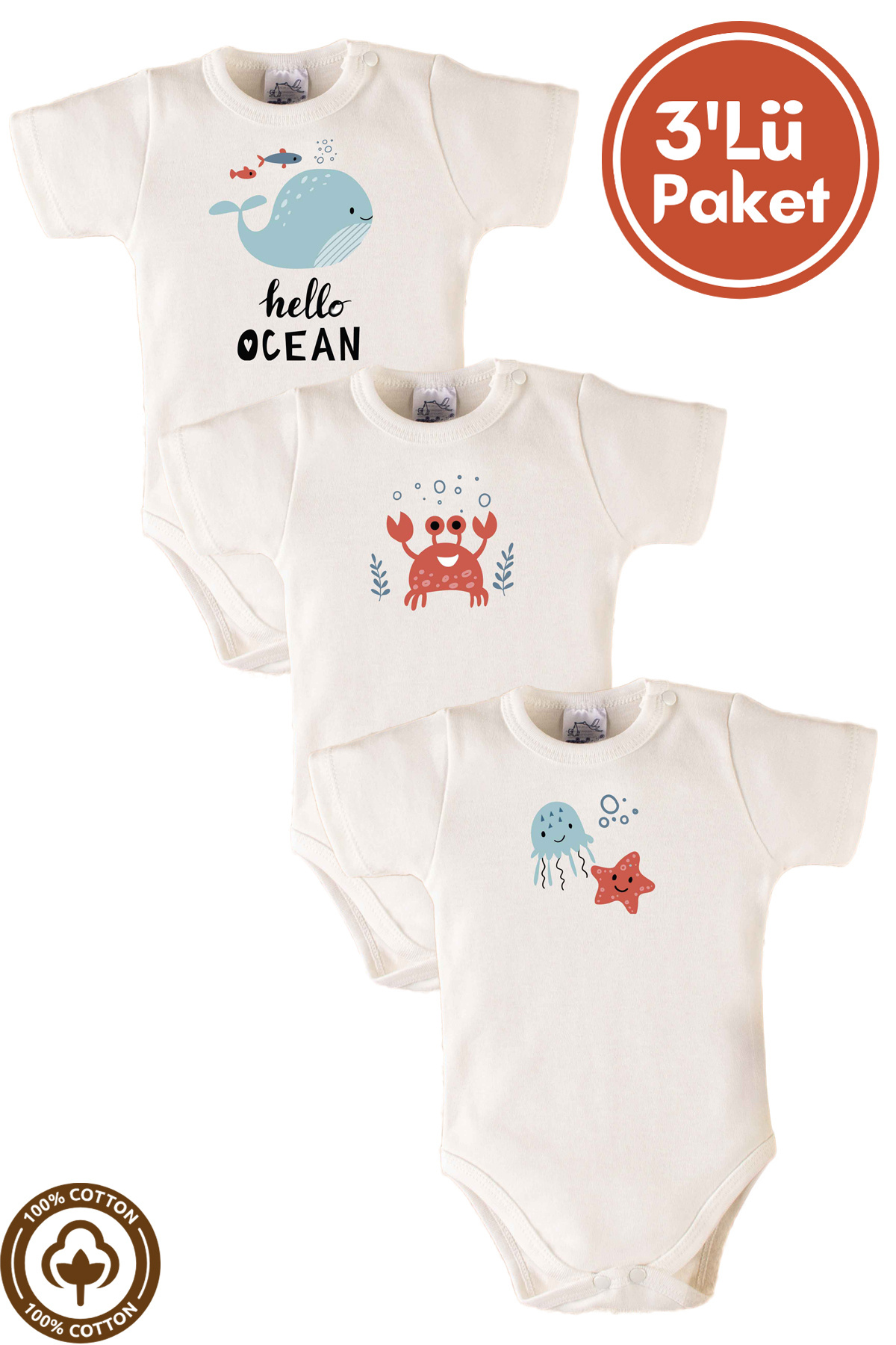 مینیل اورگانیک بادی نوزادی آستین کوتاه طرح Hello Ocean، 100% پنبه ارگانیک، مناسب برای سنین 3-6-9-12 ماه، مناسب برای یونیسکس مینیل اورگانیک بادی نوزادی آستین کوتاه طرح Hello Ocean، 100% پنبه ارگانیک، مناسب برای سنین 3-6-9-12 ماه، مناسب برای یونیسکس