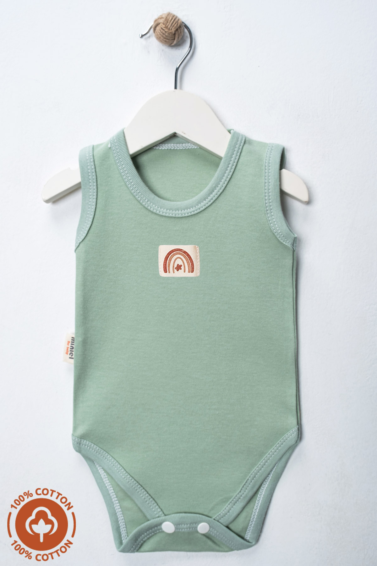 miniel organic Unisex Bebek %100 Organik Pamuklu Etiketli 3-6-9-12 Ay 6Lı Kolsuz Atlet Bebek Body Zıbın Set fotoğrafı 6 (önizleme)