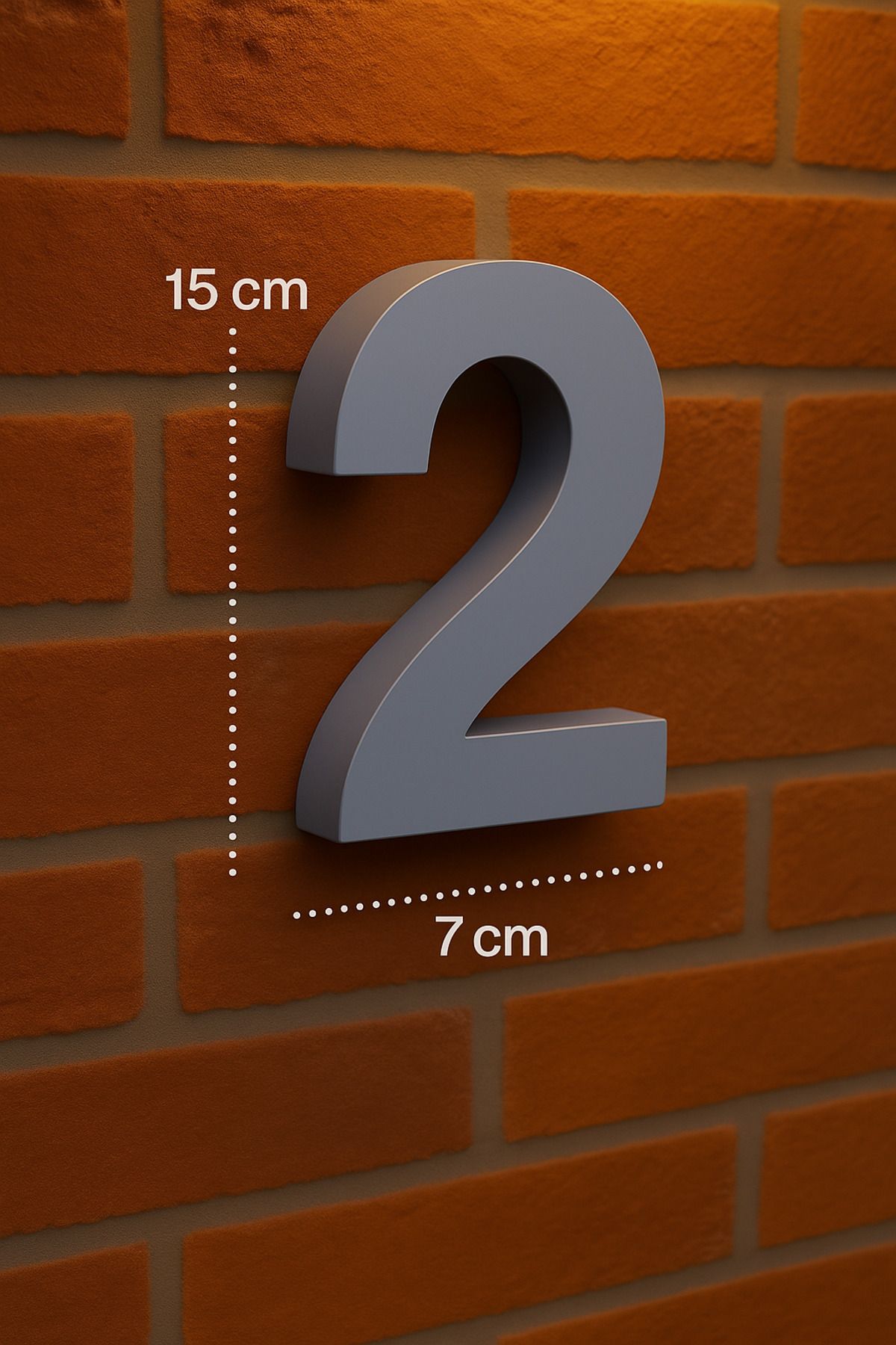 Rekatech-3D House Number in Modern Style (Number 2) |   7 cm Bottom Dimension – 15 cm Height 1