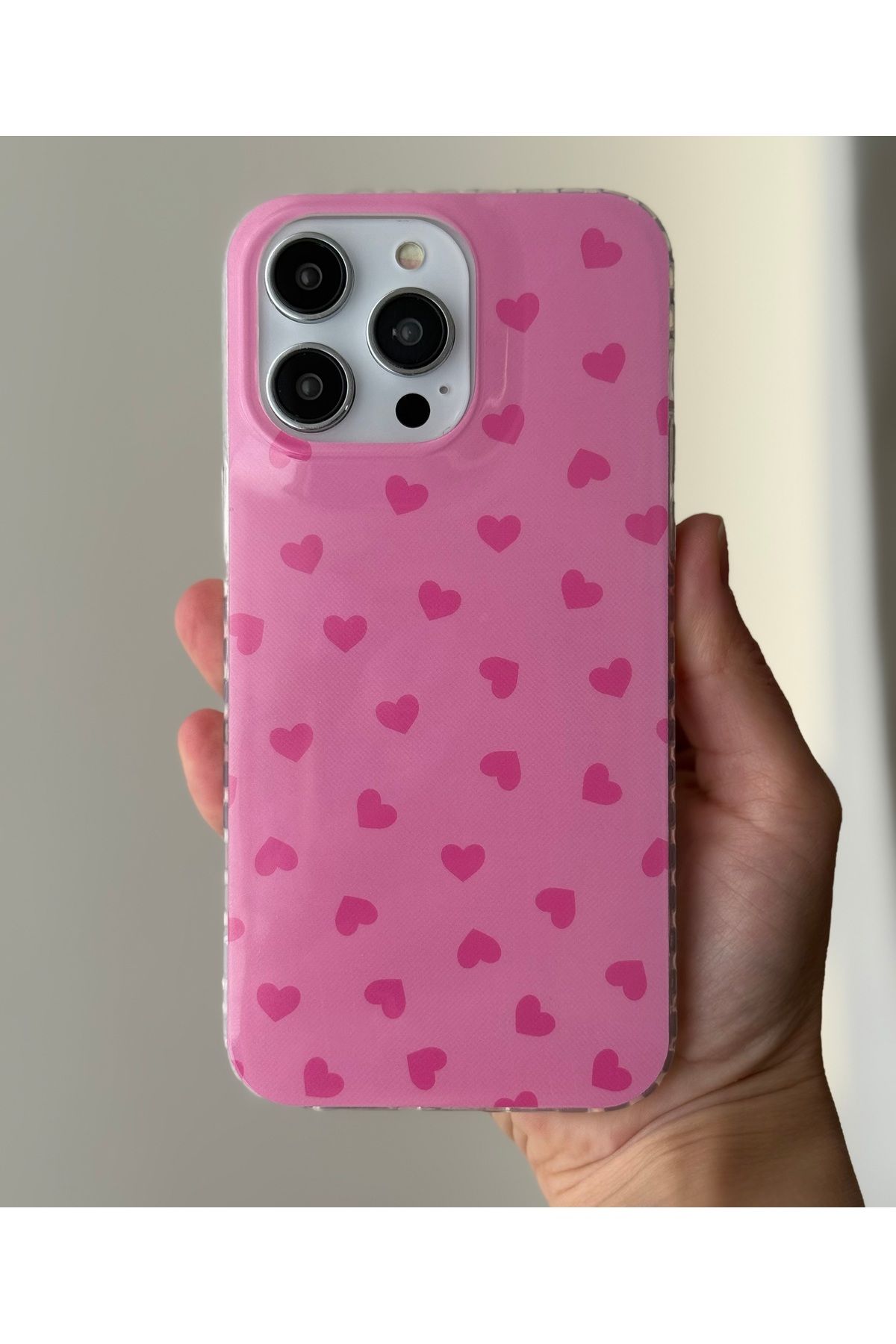 FİŞNEİLETİŞİM İPHONE 16 PROMAX UYUMLU PEMBE KALPLİ KILIF