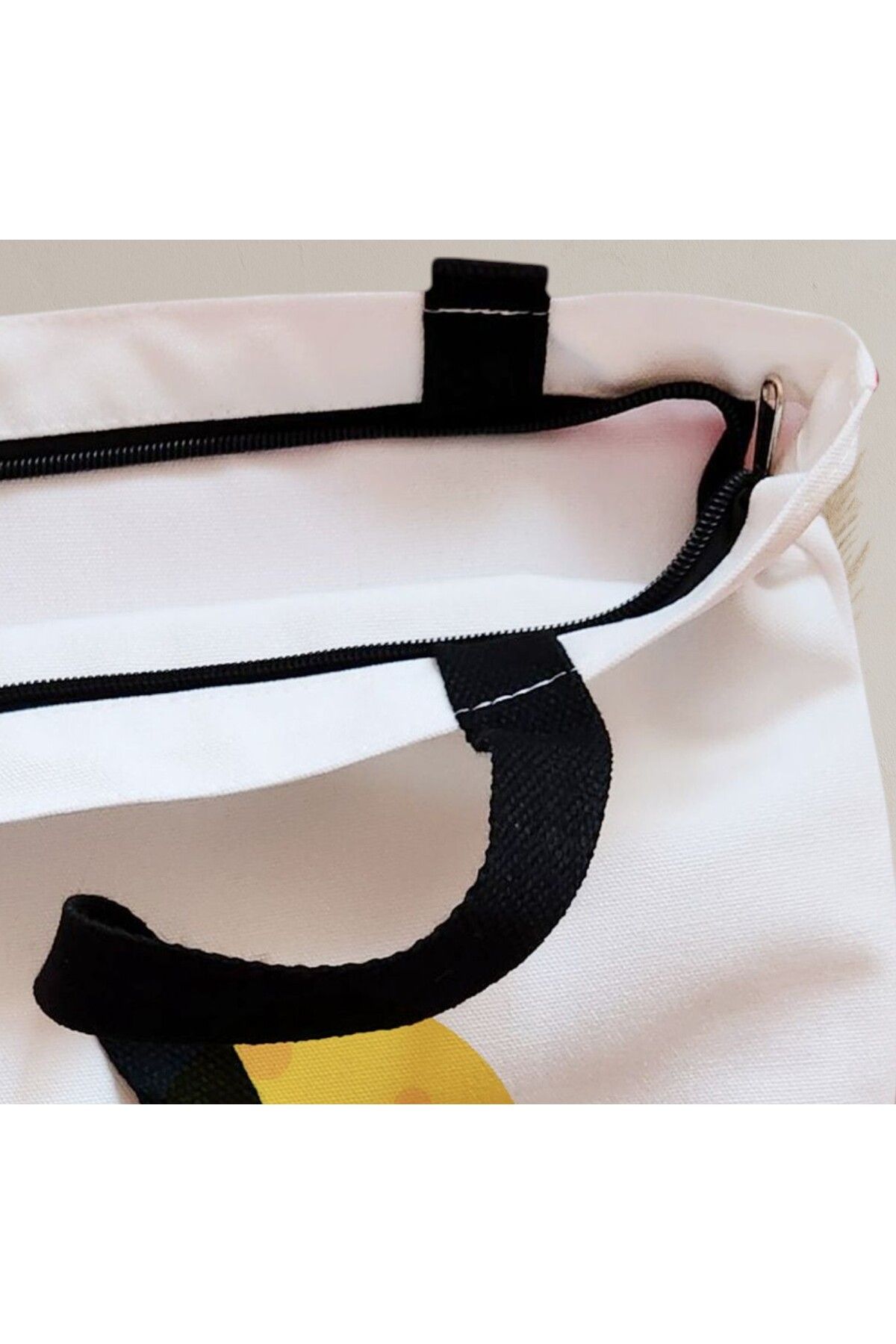 BEKZ-Textile Bag With Zipper, Tote Bag, To The Moon Model, 38x34.5 Cm, ​​White, ® 3