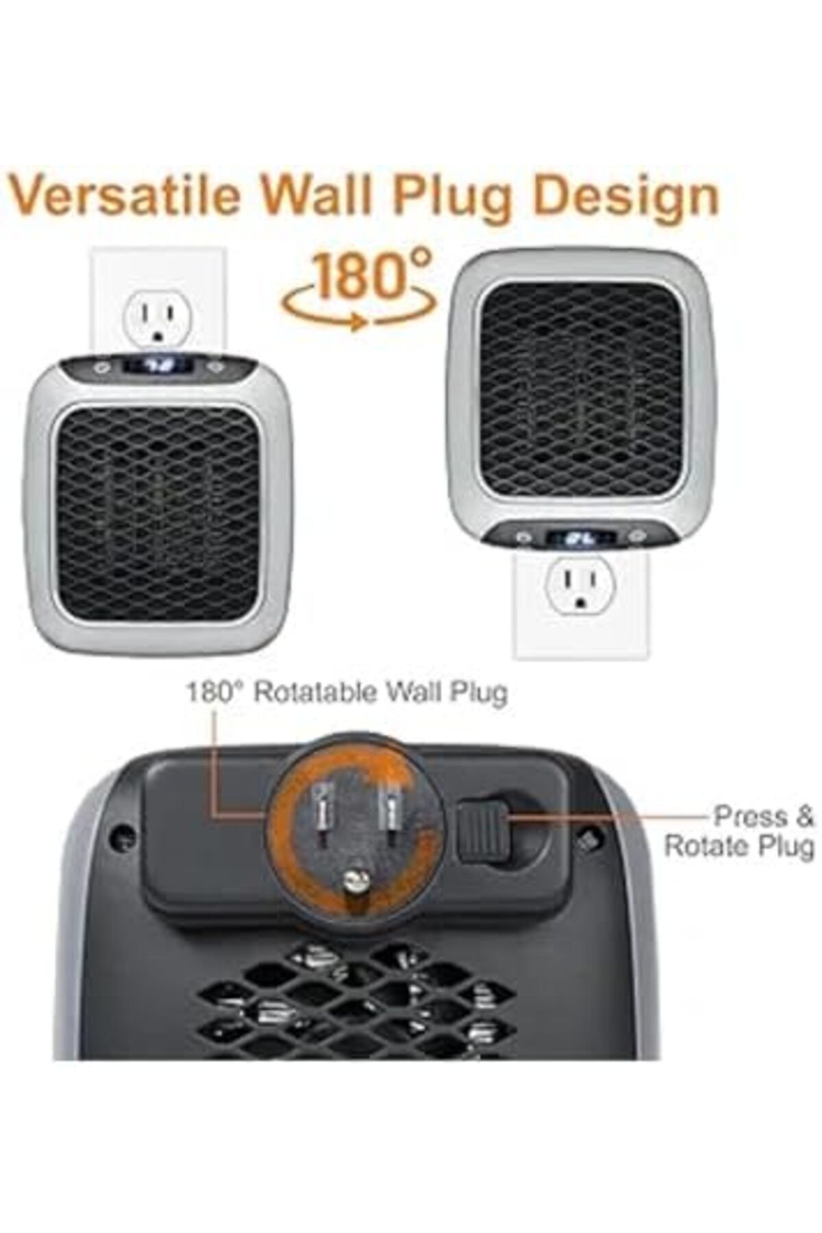 Generic-Portable Space Heater with Digital Display, Remote Control, Timer Function, Grey 3