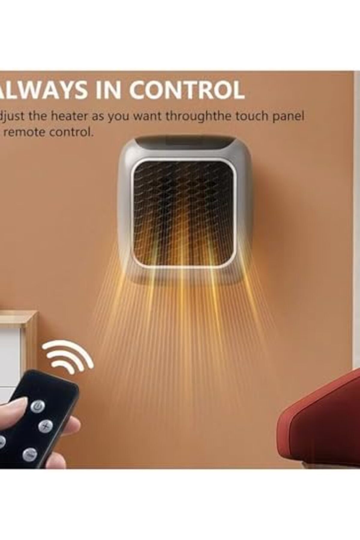 Generic-Portable Space Heater with Digital Display, Remote Control, Timer Function, Grey 4