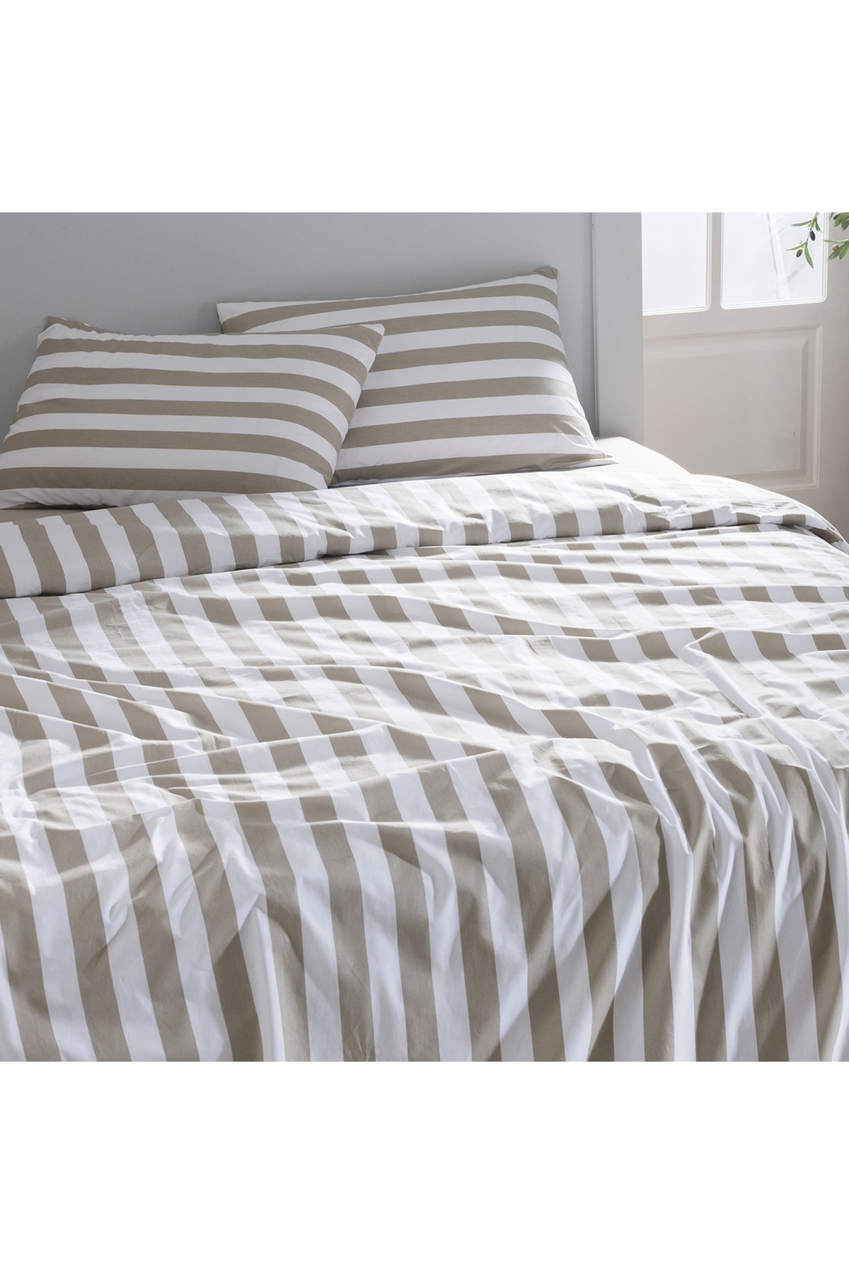 Madame Coco-Avignon Einzelbettbezug-Set, 100 % Baumwolle, Ranforce-Druck, Khaki 2
