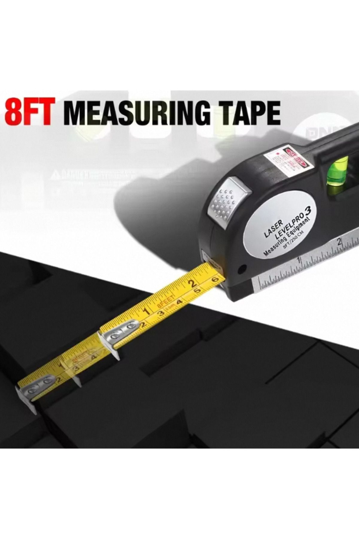Choice-Black Laser Level Multipurpose Line Laser Leveler Tool Cross Line Lasers With 8FT 2.5M Standard Meas 4