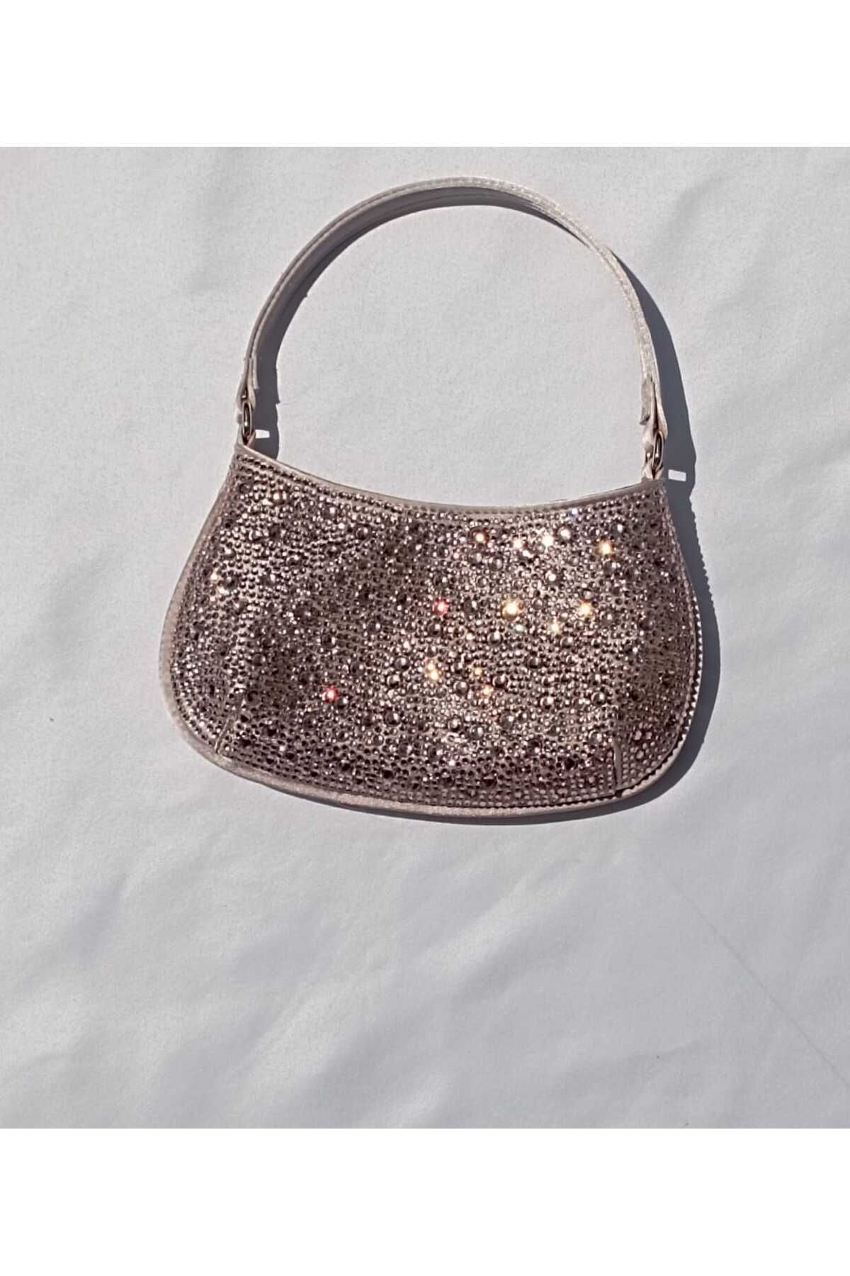 Şarra Gossi Ten Abiye Çanta Rose Gold Gece Çantası