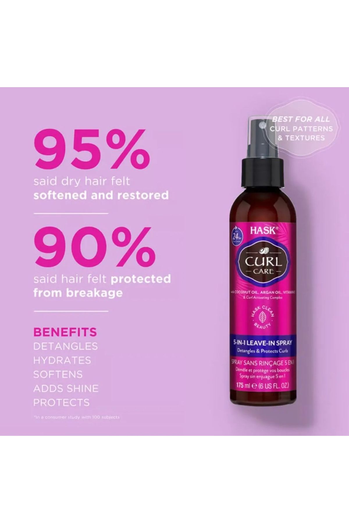 HASK-Curl Care 5 In 1 Leave-in Spray For Curly Hair - 175 ml - Hydrating & Defining 3