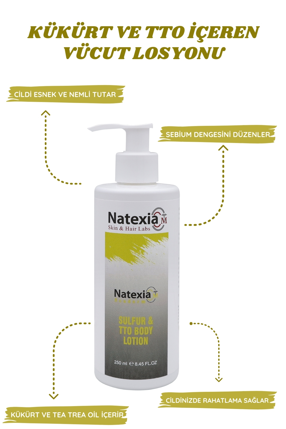 & Kaşıntı Tedavilerinde Yardımcı Yetişkinler için Scaderm Sülfür&TTO Vücut Losyonu %12,5 250 ml — NATEX0015 — تصویر 3 از 6