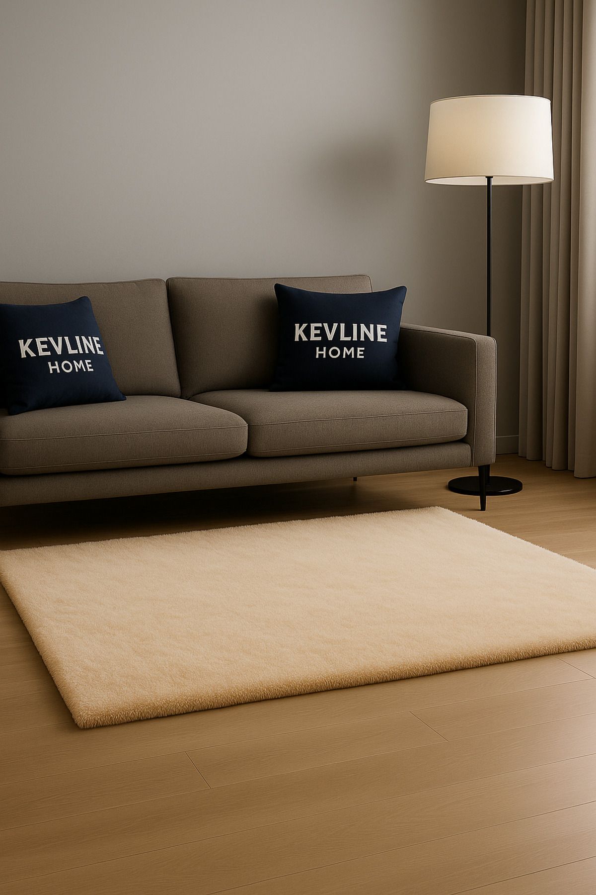 KEVLİNE Kevline Yıkanabilir Kaymaz Taban Halı Puffy Peluş Halı Yolluk