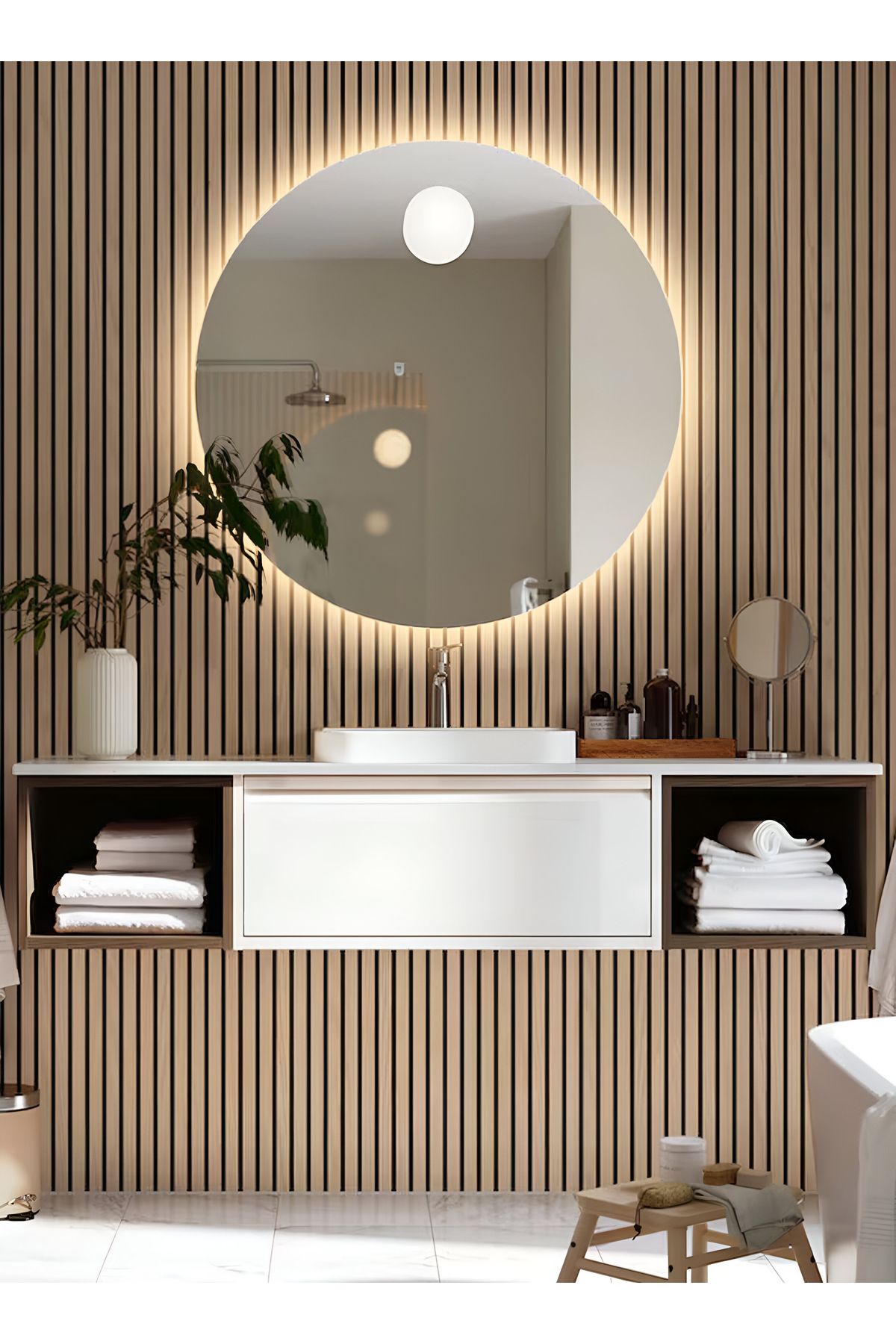Taimi-60cm Round Bathroom Mirror With Backlight And Smart Touch Button 4