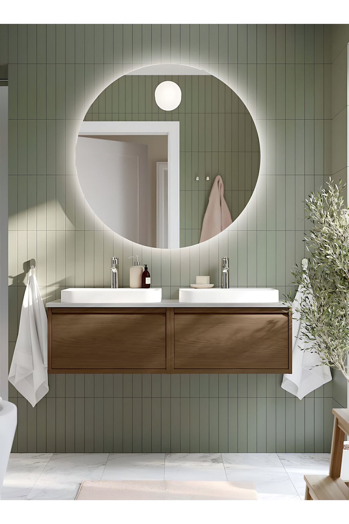 Taimi-60cm Round Bathroom Mirror With Backlight And Smart Touch Button 3