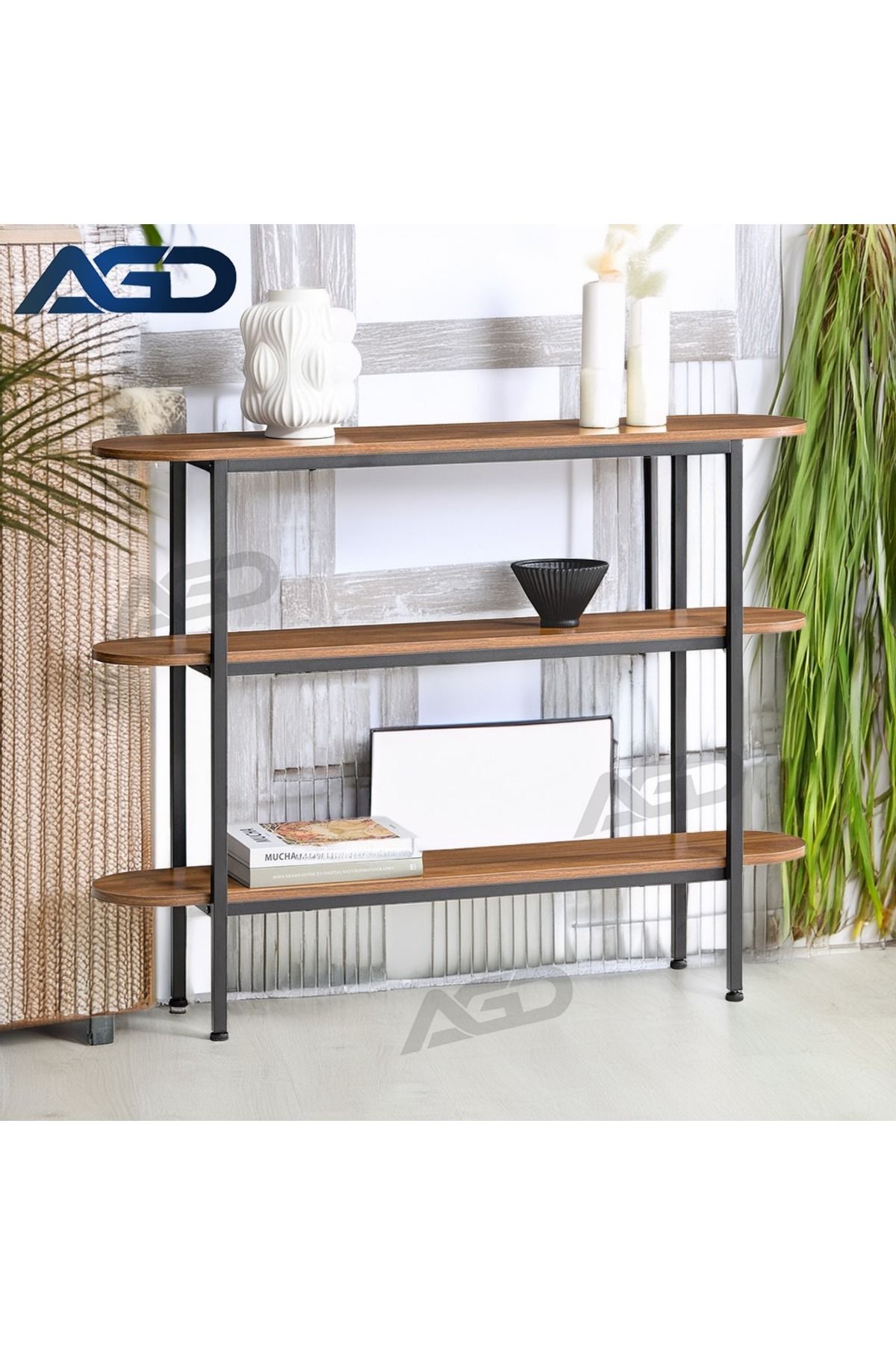 AGD-طاولة وحدة تحكم متعددة الأغراض، طاولة جانبية بثلاث طبقات لغرفة المعيشة والمكتب، 110*25*86 سم 4