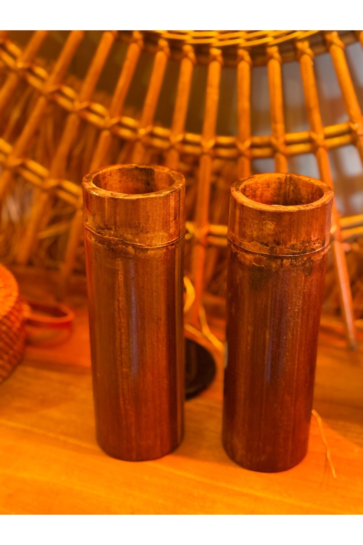 Bambu Bahcem Bambu mumluk kara bambu El Yapımı Doğal Bambu Mumluk