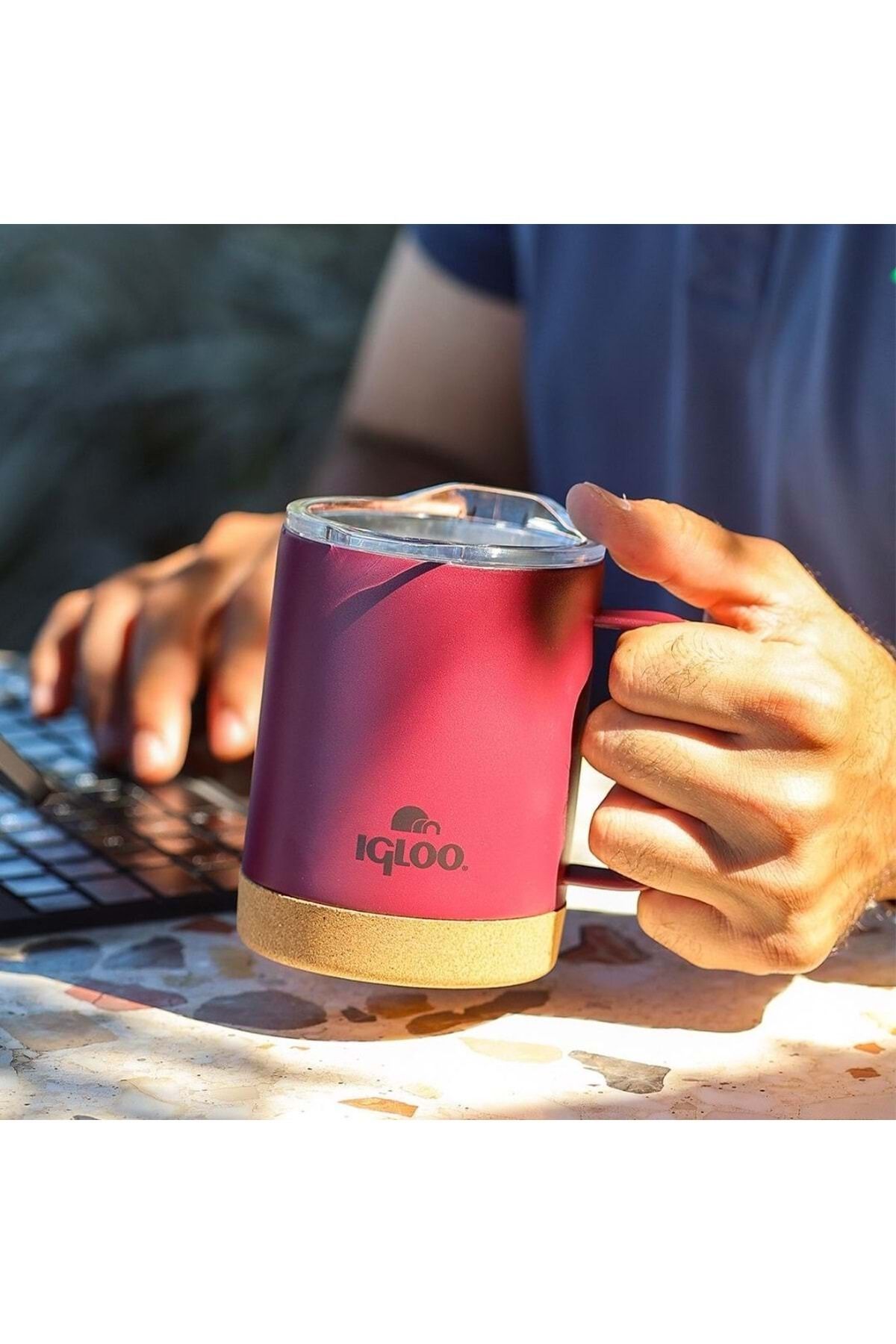 IGLOO-Cork Mug 350ml Thermos Mug Cup Flask Red 6